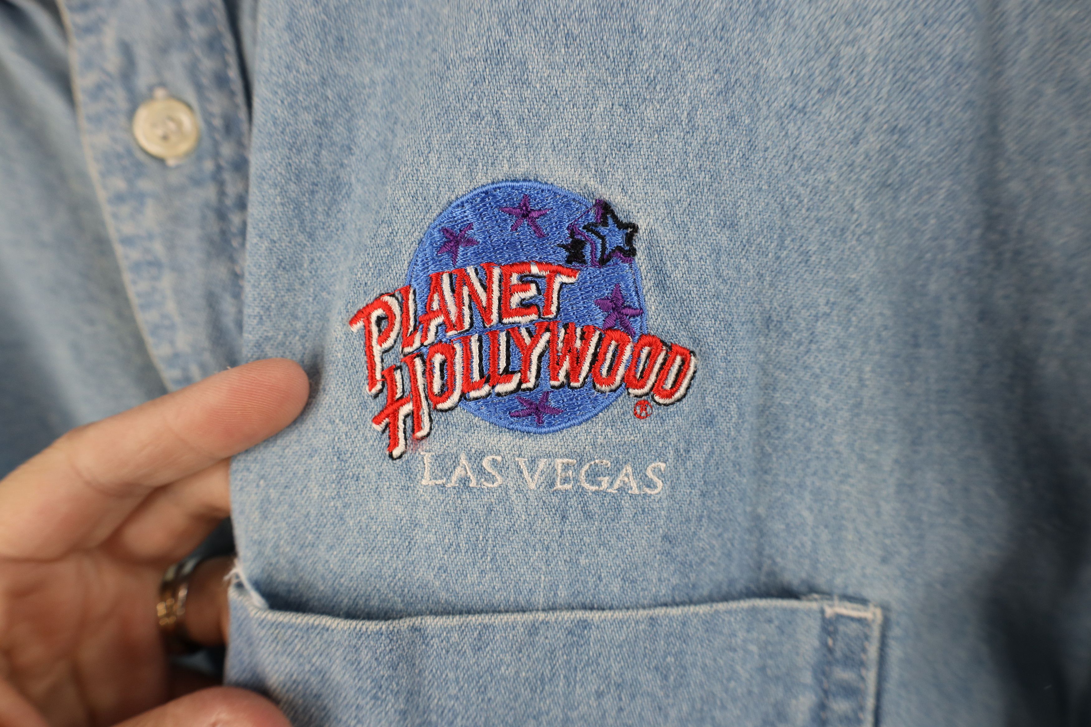 Vintage Vintage 90s Planet Hollywood Vegas Denim Button Down Shirt Size US XL / EU 56 / 4 - 4 Thumbnail