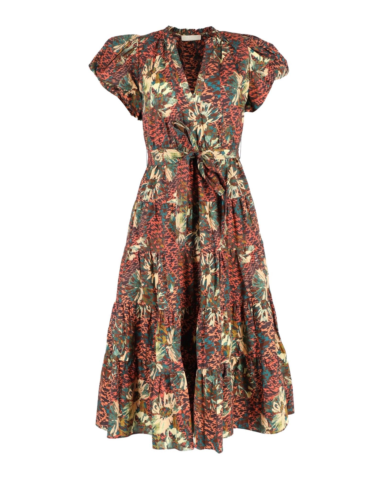 image of Ulla Johnson Bohemian-Inspired Printed Cotton Dress in Brown, Women's (Size Small)