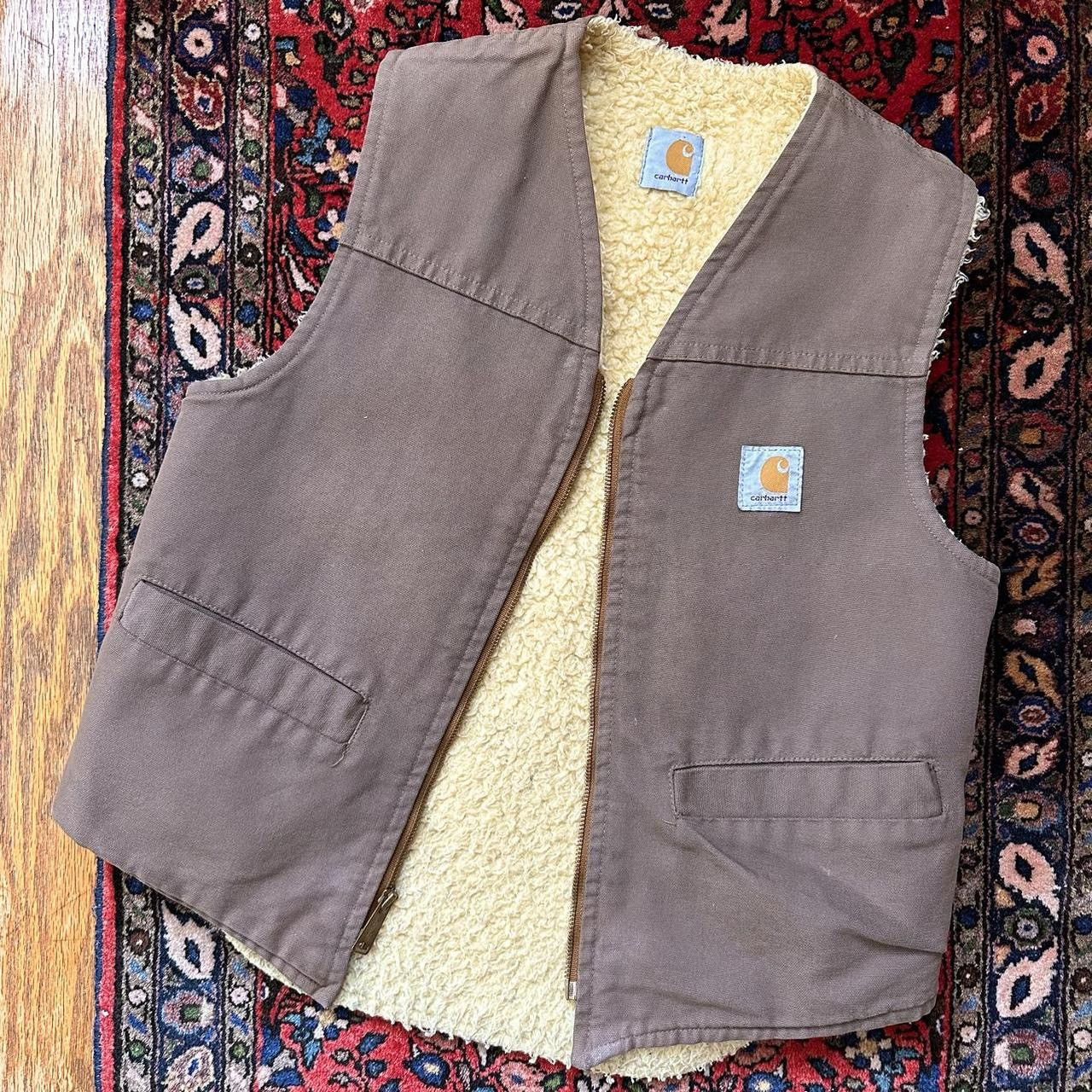 image of Carhartt 6Sv Sherpa Lined Duck Vest in Taupe, Men's (Size Small)