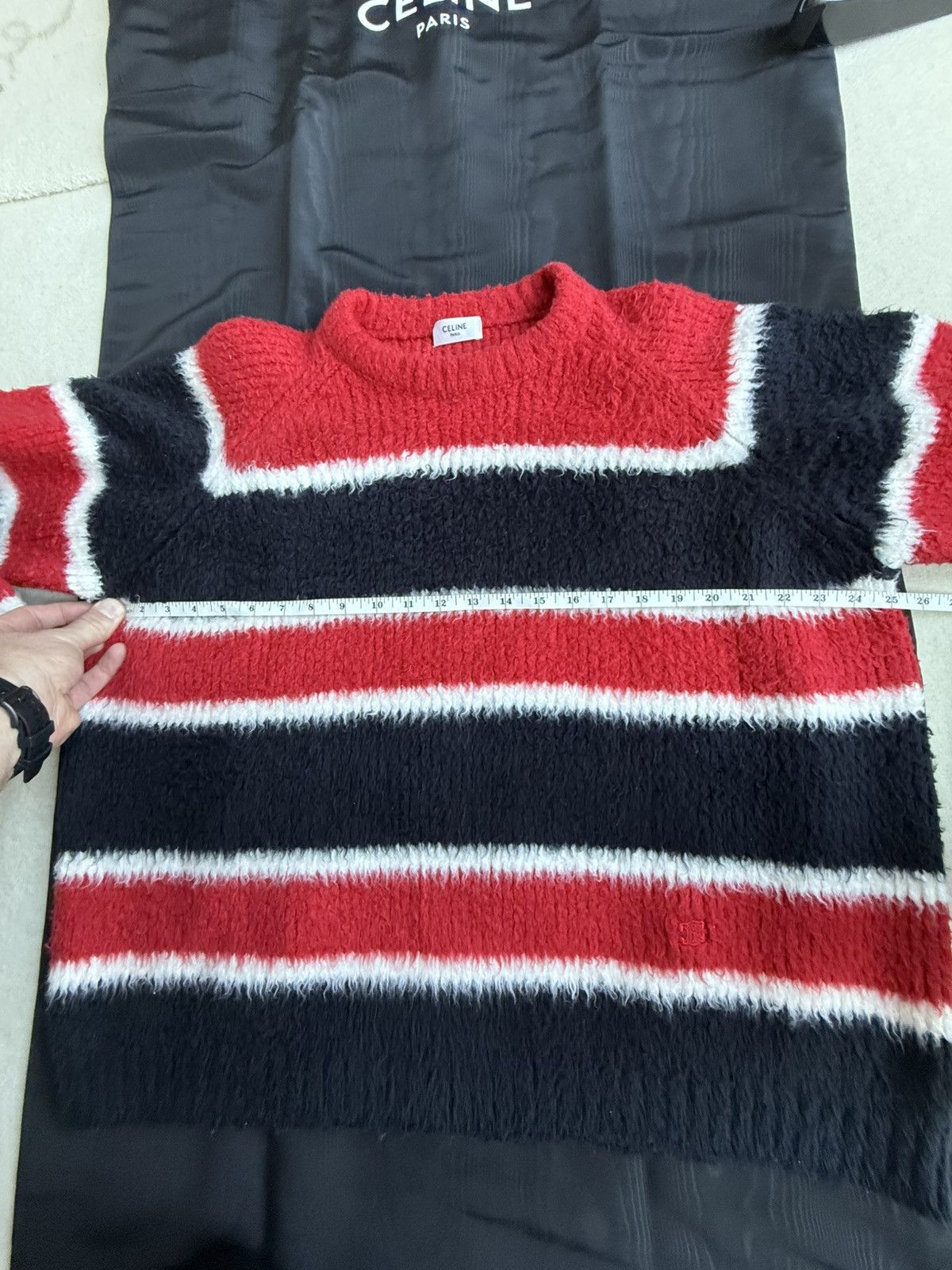 Celine $1.35k 🤑 FW24 Celine striped sweater Hedi Slimane sample Size US L / EU 52-54 / 3 - 4 Thumbnail