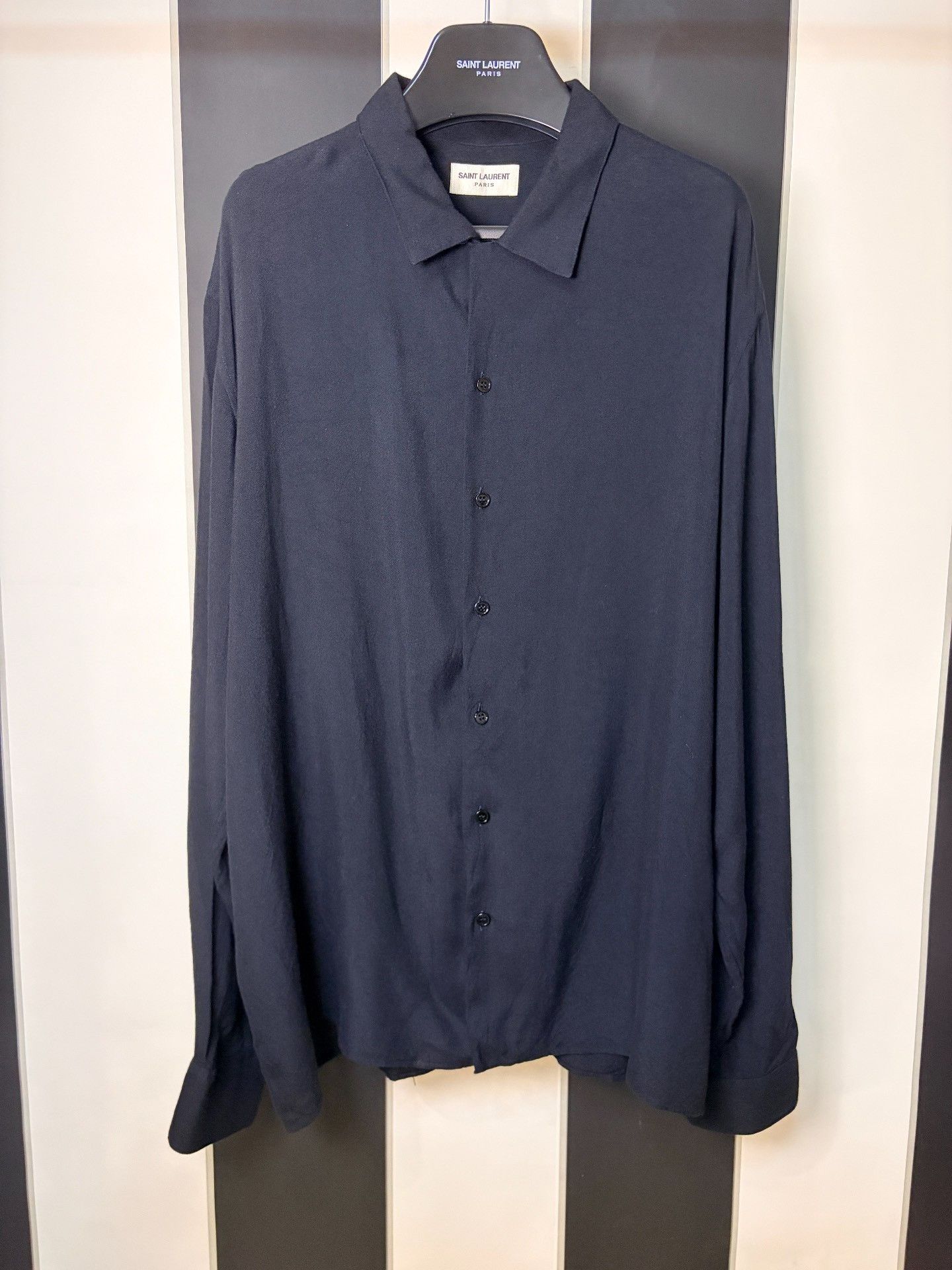 Saint Laurent Paris Saint Laurent SLP Fall/Winter 2014 Black Silk Shirt Size US S / EU 44-46 / 1 - 1 Thumbnail