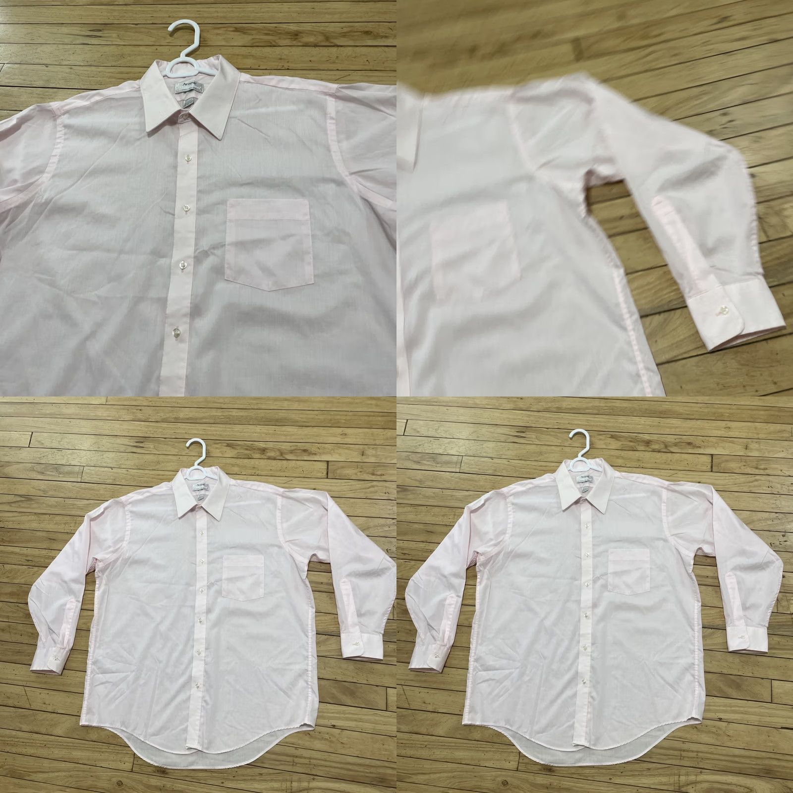 Arrow VINTAGE Arrow Bradstreet Dress Shirt Men 17 32/33 Light Pink EUC 70s 80s USA Shirt Men Size 46R - 10 Thumbnail