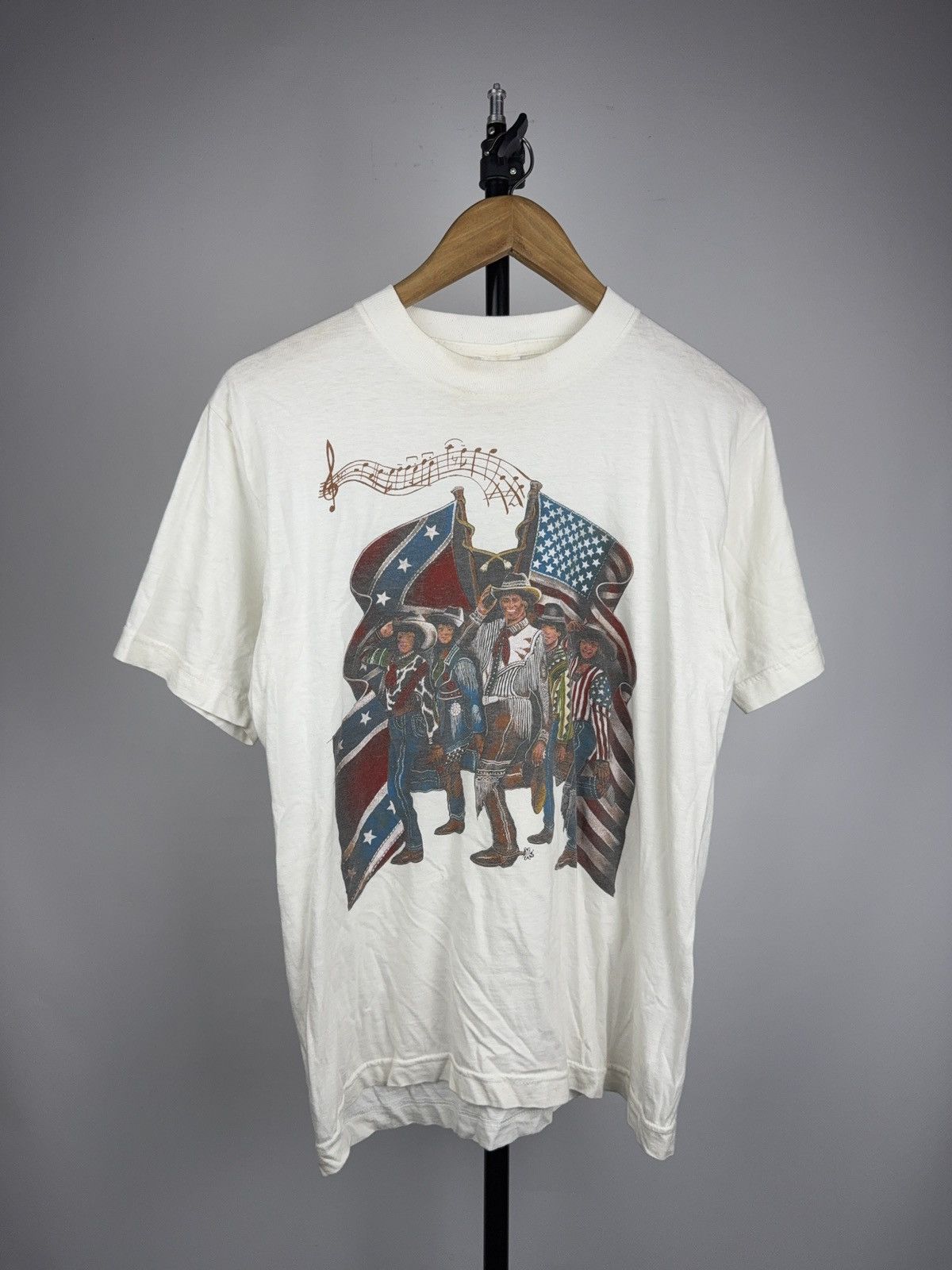 Vintage 90s Vintage Americana Cowboy Graphic T-Shirt USA Flag Print Size US S / EU 44-46 / 1 - 1 Thumbnail