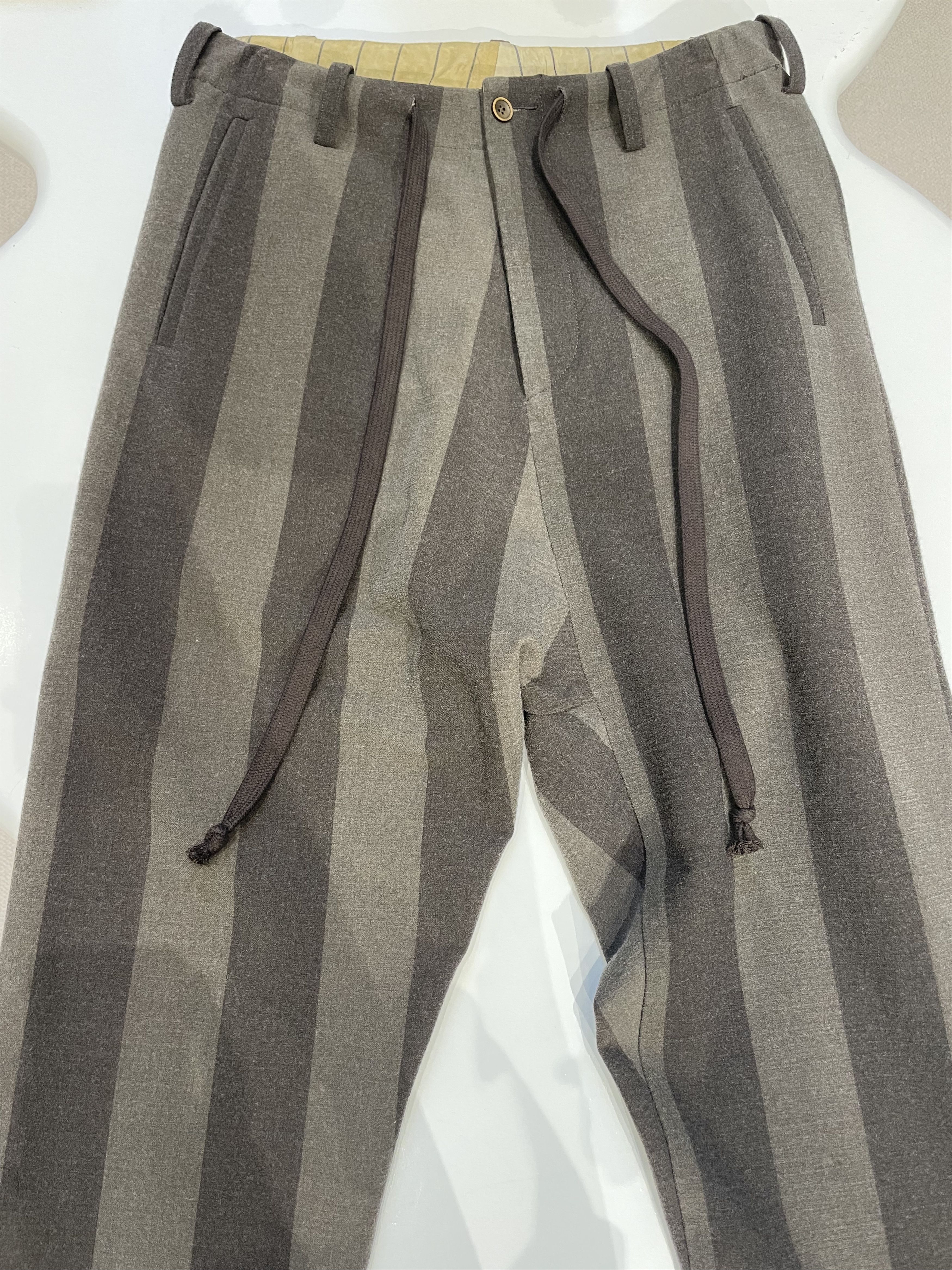 Uma Wang UMA WANG Gray Brown Striped Trousers Size US 31 - 3 Thumbnail