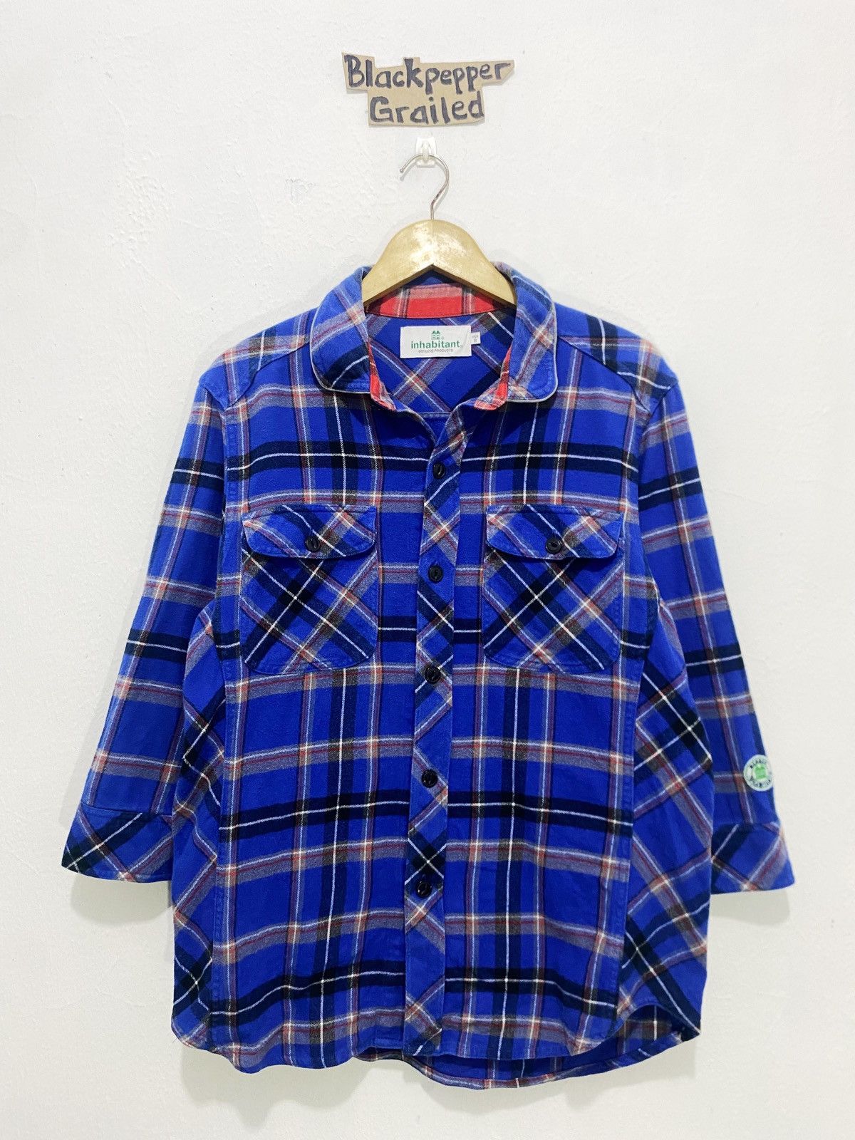 INHABIT Inhabitant Flannel Three-Quarter Length Sleeve Button Up Size US S / EU 44-46 / 1 - 1 Thumbnail
