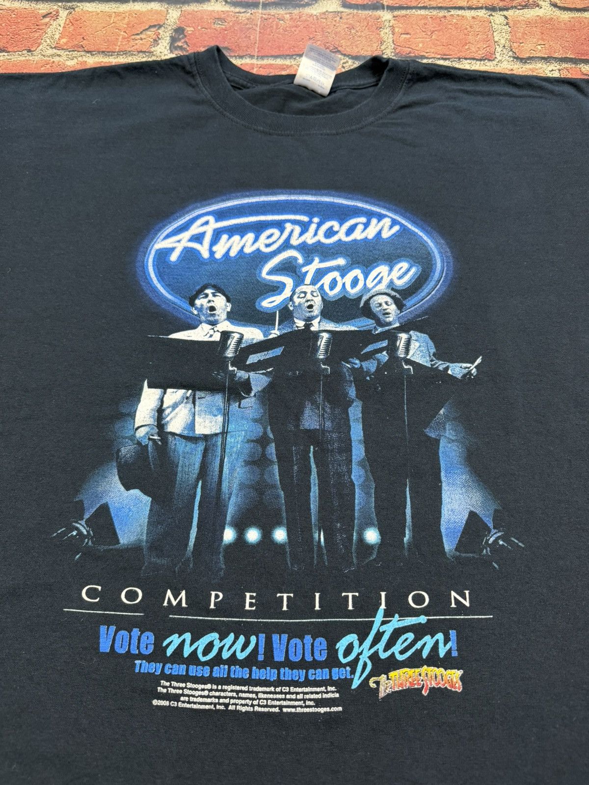 Gildan Y2K Three Stooges American Idol Parody American Stooge Tee Size US XL / EU 56 / 4 - 3 Thumbnail