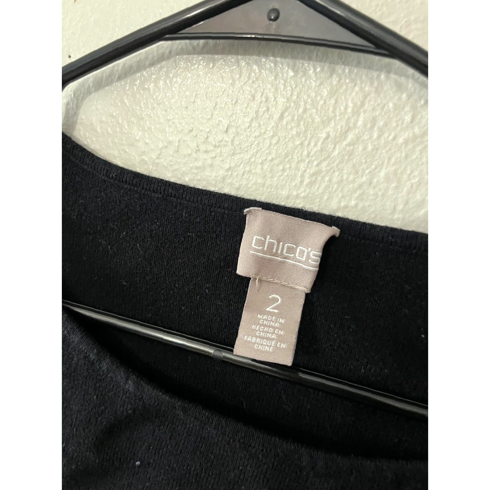 Vintage Chico's Knit Top Shirt Women Black 3/4 Sleeve Boat Neck Liquid Knit Size 2 Basic Womens Apparel Size XS / US 0-2 / IT 36-38 - 2 Thumbnail