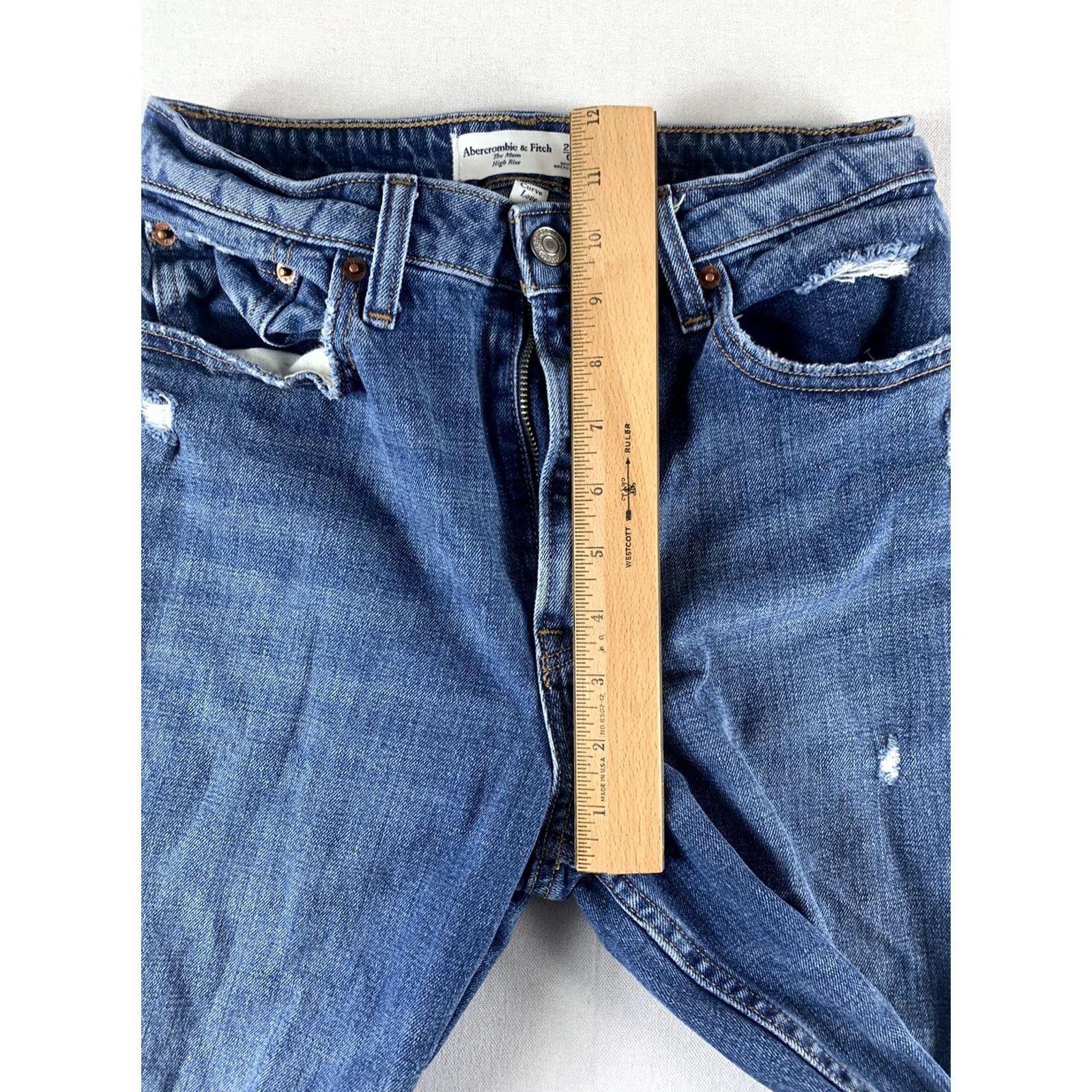 Abercrombie & Fitch ABERCROMBIE FITCH JEANS THE MOM HIGH RISE CURVE LOVE BLUE 0 25 25X23 WOMEN Size 25" / US 0 / IT 36 - 4 Thumbnail