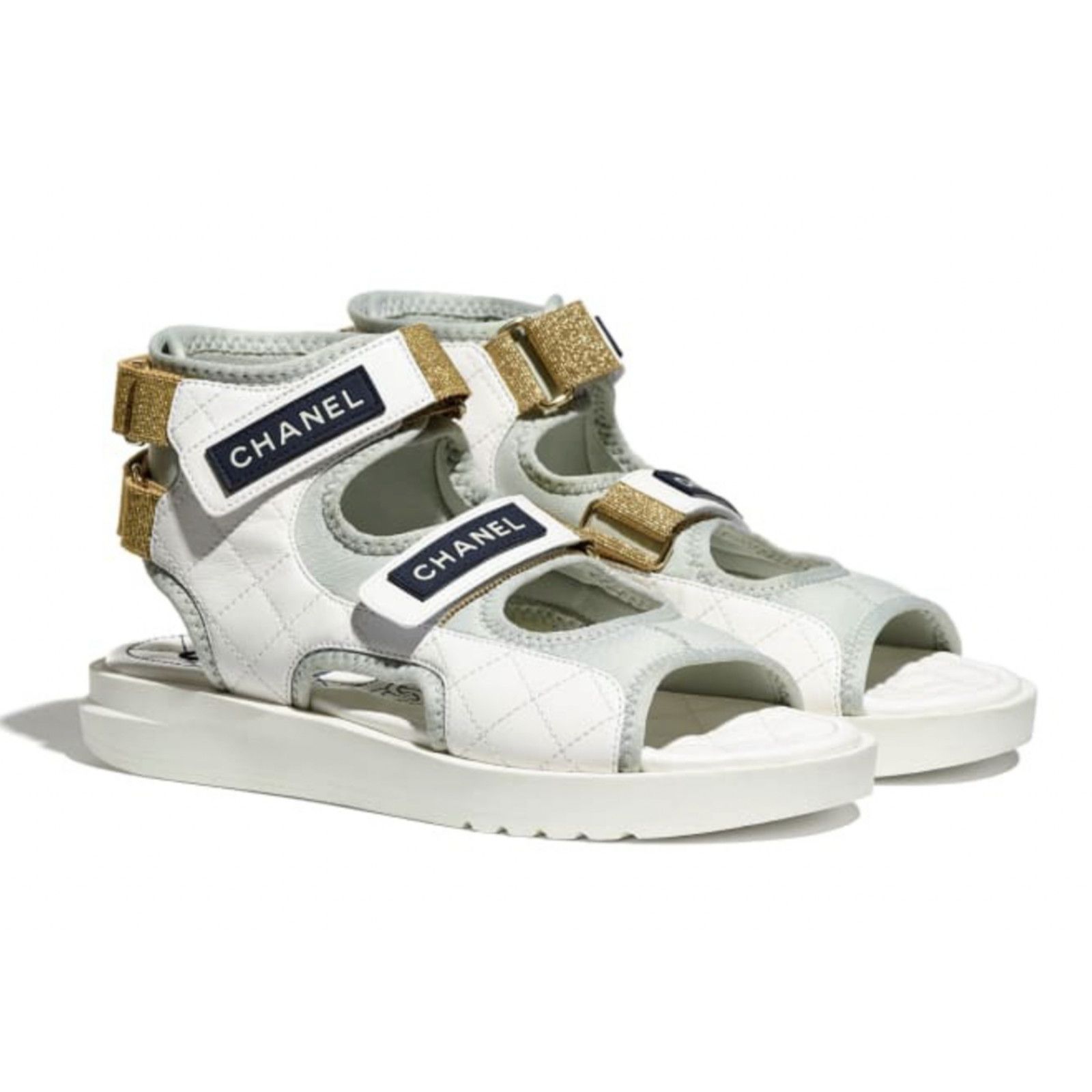 Chanel Chanel 21P White Grey Cocomark CC Logo Mule Slide Flat Size US 6 / IT 36 - 3 Thumbnail