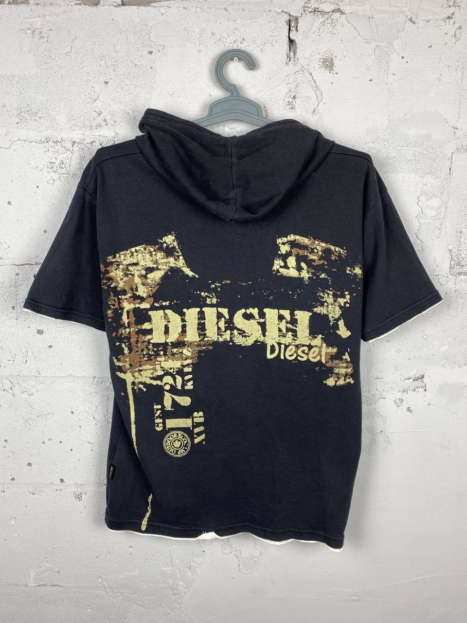 Diesel × Vintage Vintage Y2K Diesel Printed Back Hooded T-Shirt Size US XL / EU 56 / 4 - 1 Thumbnail