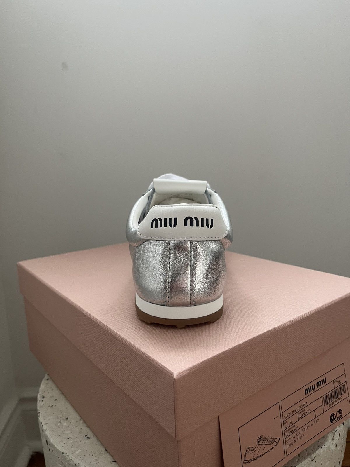 Miu Miu Plume Metallic Leather Sneakers Miu Miu Size US 8 / IT 38 - 4 Thumbnail