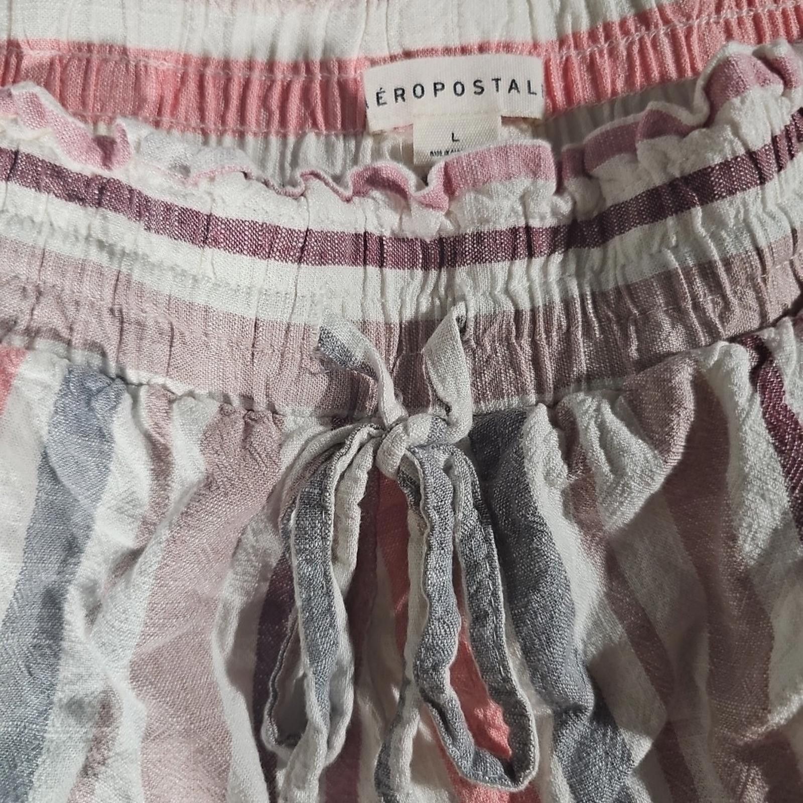 Aeropostale Aeropostale Women Shorts Sz L Elastic Waist Tie Linen blend Size 36" / US 14 / IT 50 - 2 Thumbnail