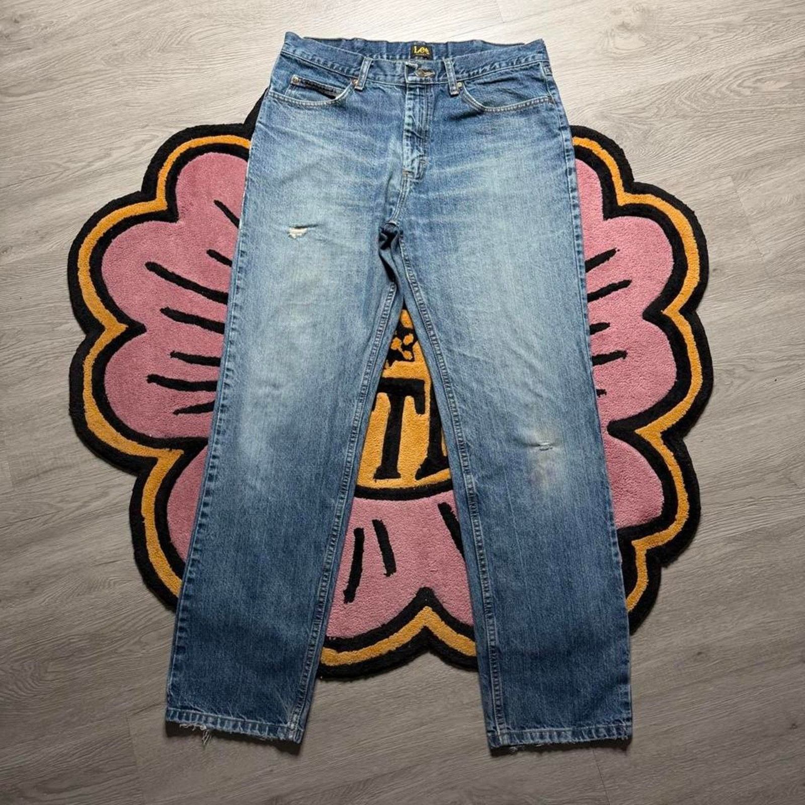 Lee × Vintage Vintage Y2K Lee Distressed Stone washed Denim Jeans 34x32 Size US 34 / EU 50 - 1 Thumbnail