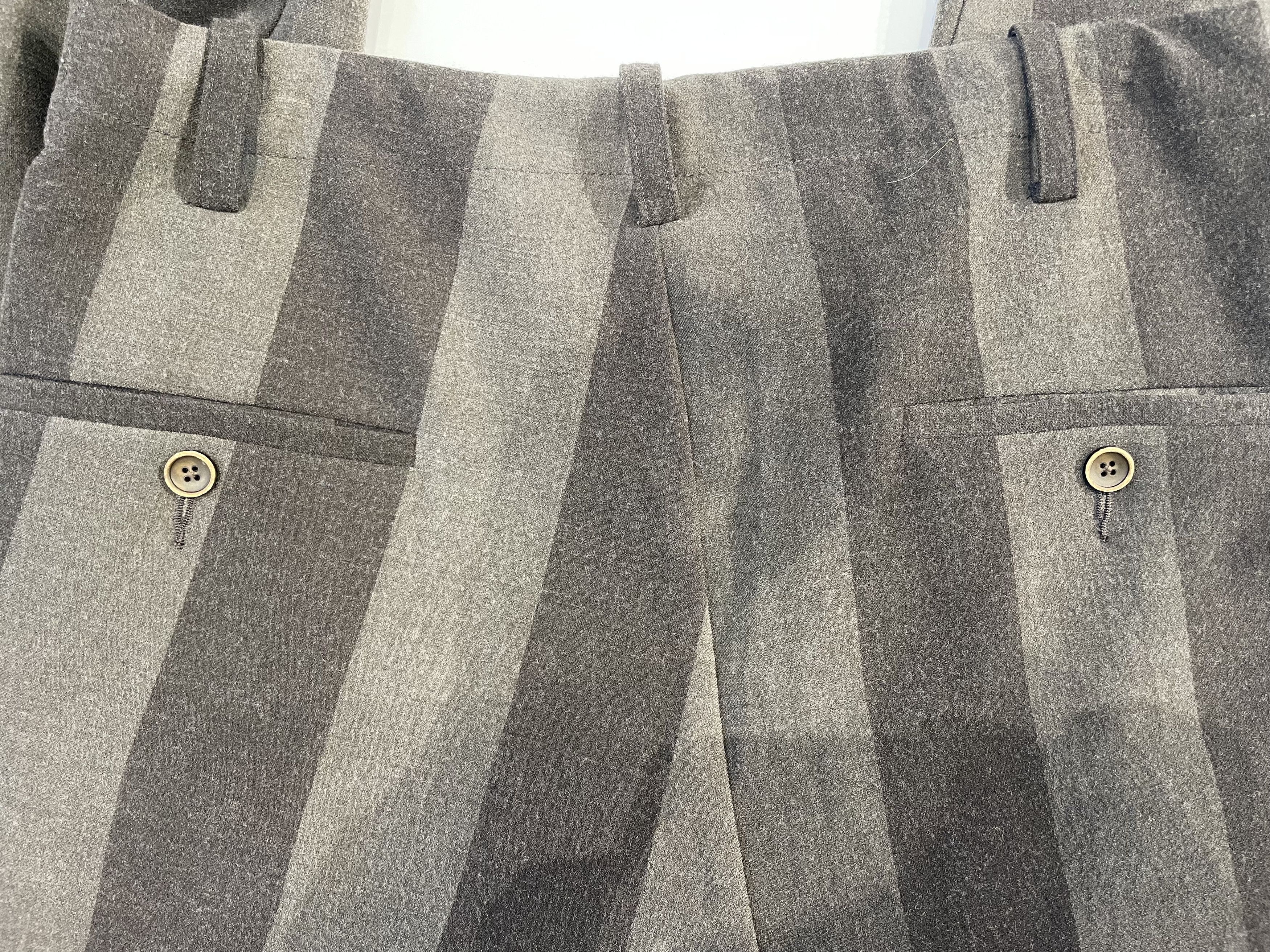 Uma Wang UMA WANG Gray Brown Striped Trousers Size US 31 - 5 Thumbnail