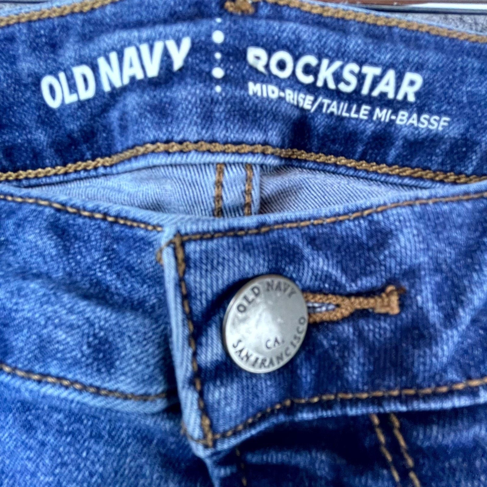 Old Navy Old Navy Rockstar Jeans Womens 2 Blue Y2K Skinny Embroidered Size 26" / US 2 / IT 38 - 8 Thumbnail