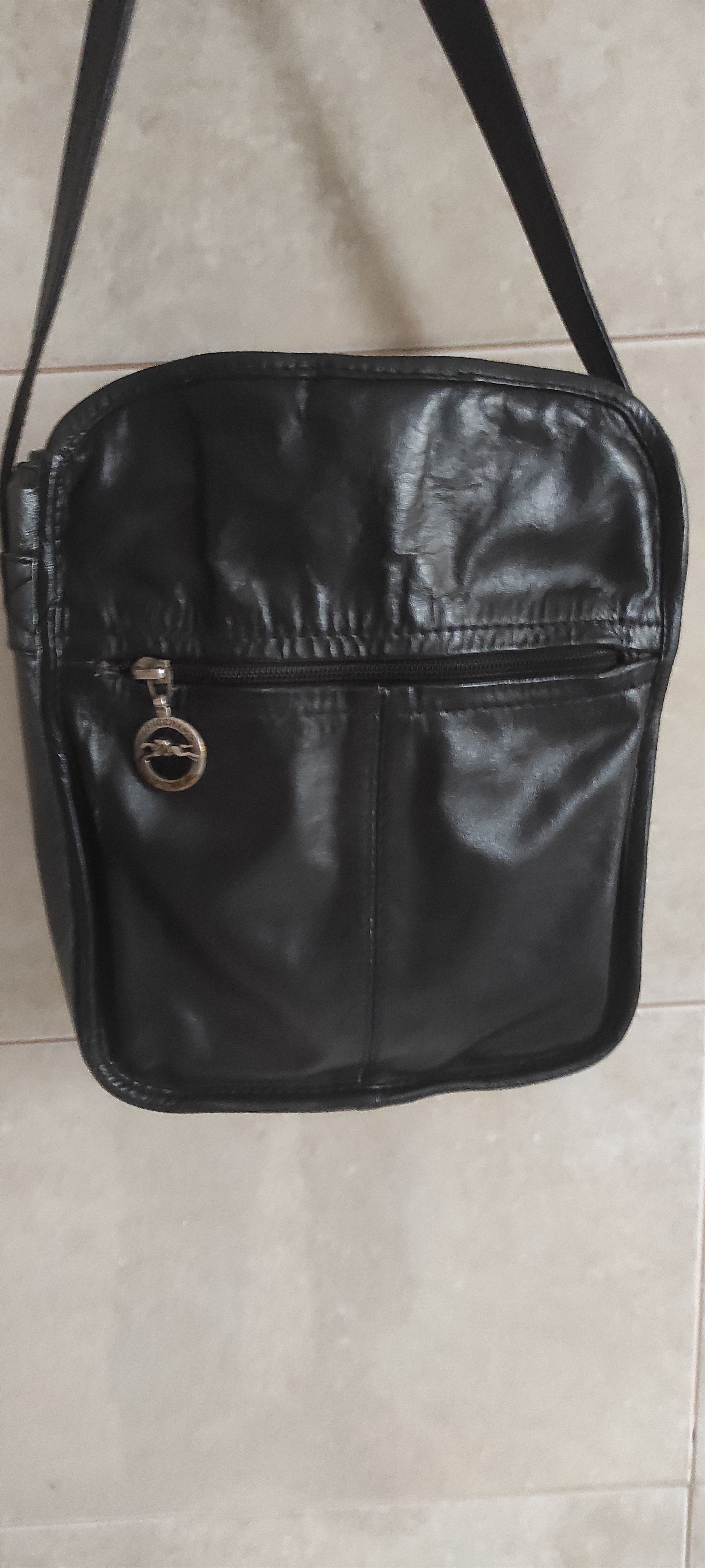 Longchamp Longchamp Paris Black Pebble Leather Crossbody Bag Size ONE SIZE - 14 Thumbnail