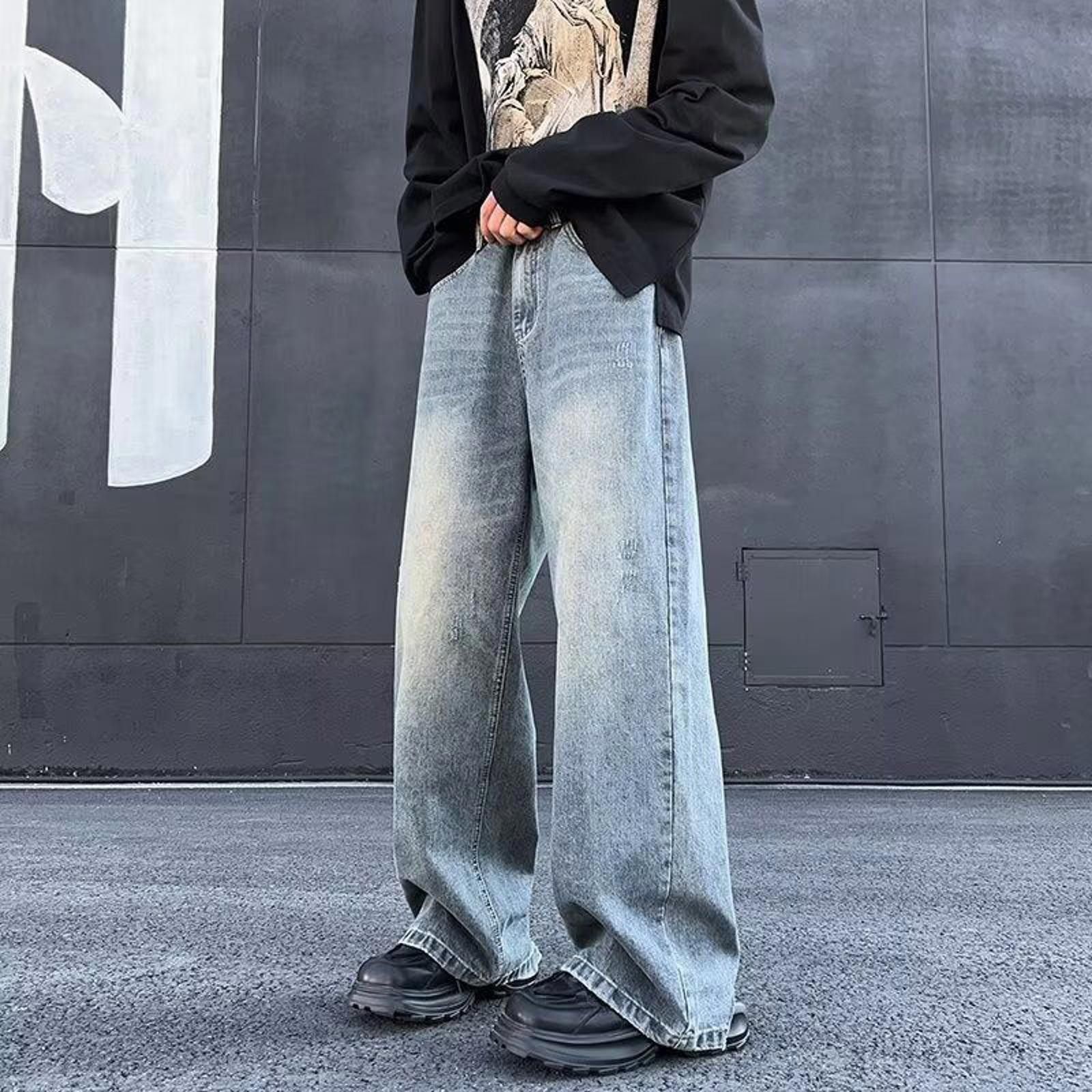 Vintage Washed Blue Loose Straight Wide Leg Denim Jeans Size US 32 / EU 48 - 1 Thumbnail