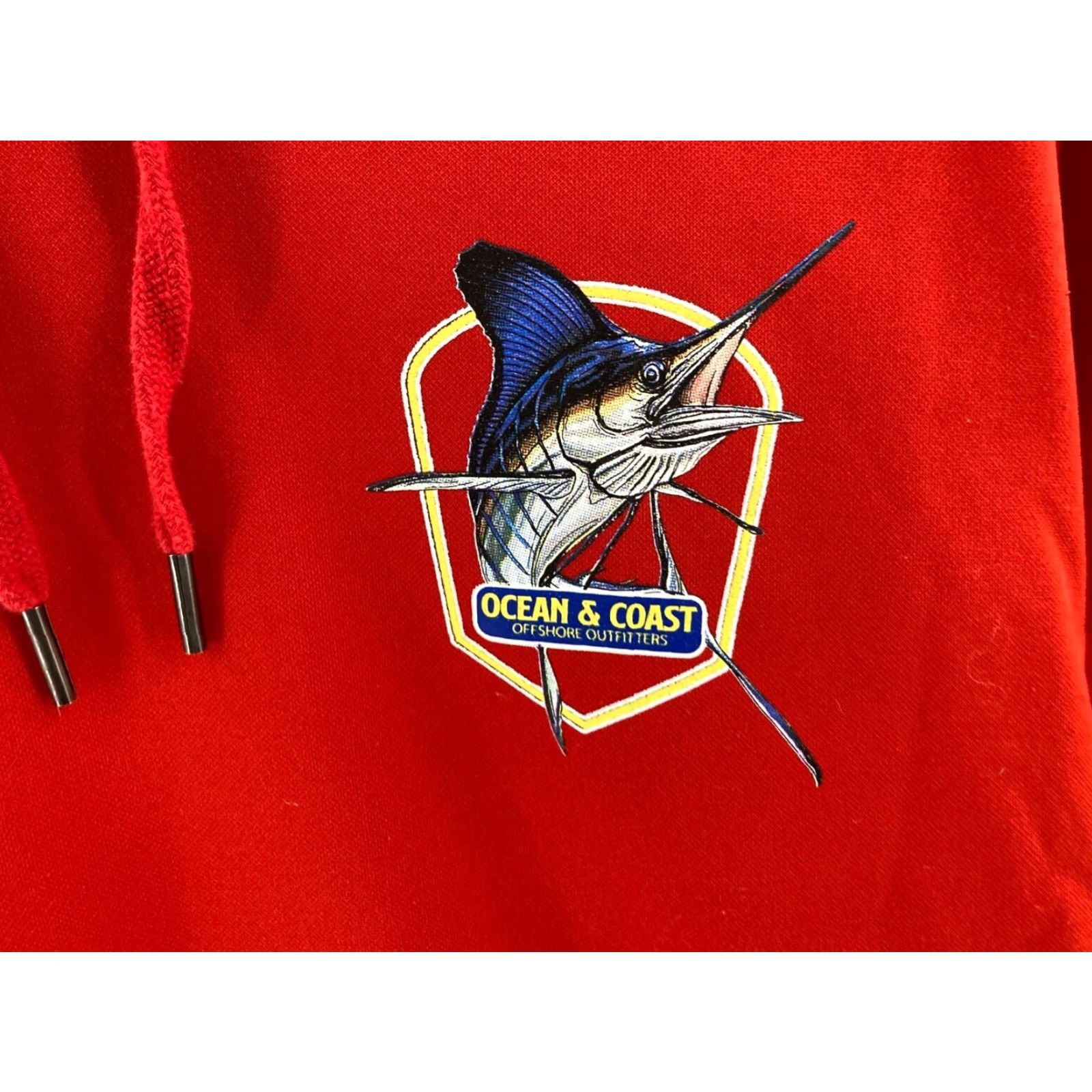 Vintage Ocean and Coast Hoodie Mens XXL Red Long Sleeve Graphic Game Fish Size US XXL / EU 58 / 5 - 4 Thumbnail