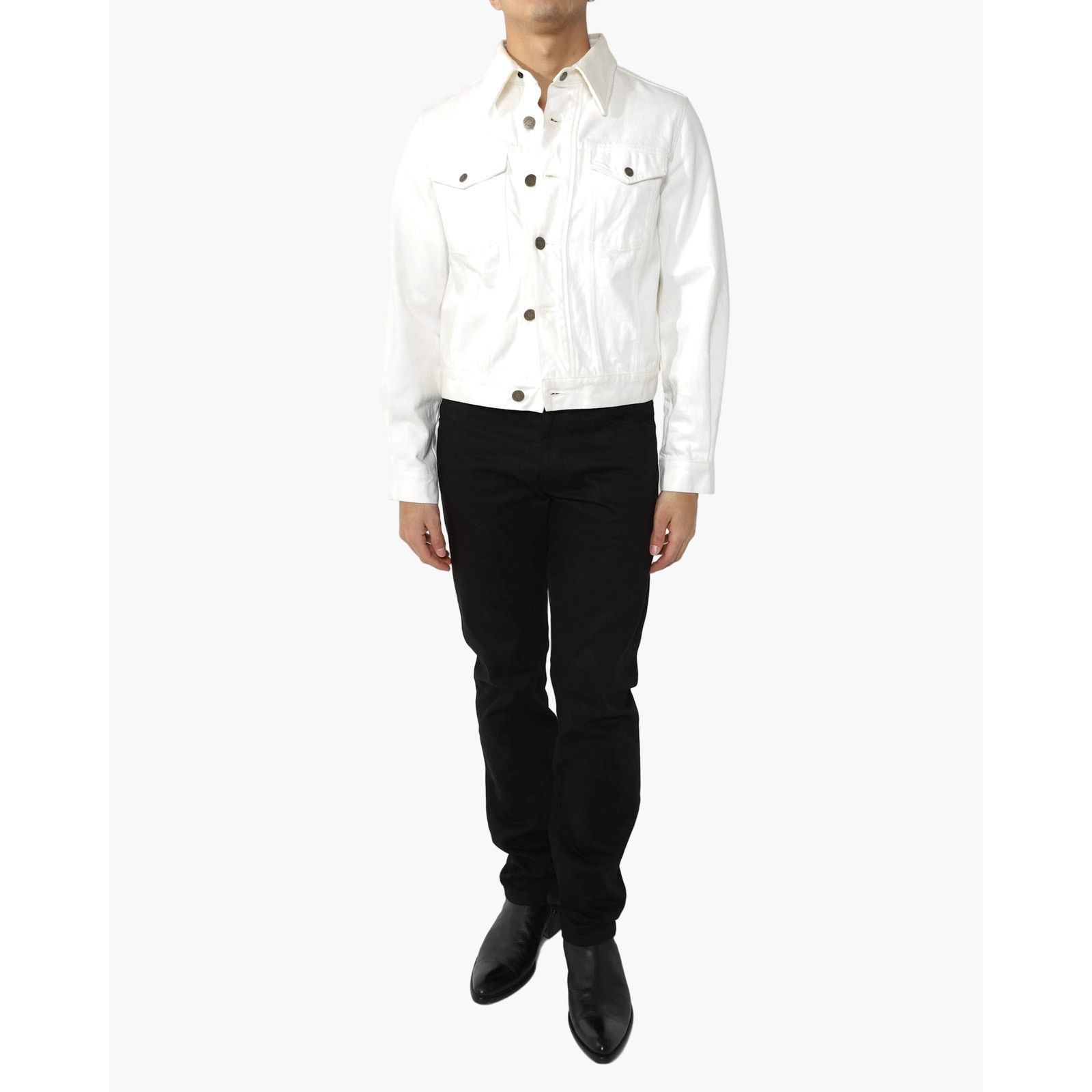 Calvin Klein 205W39NYC SS18 Back Screenprinted Trucker Jacket in White Denim Size US M / EU 48-50 / 2 - 3 Thumbnail