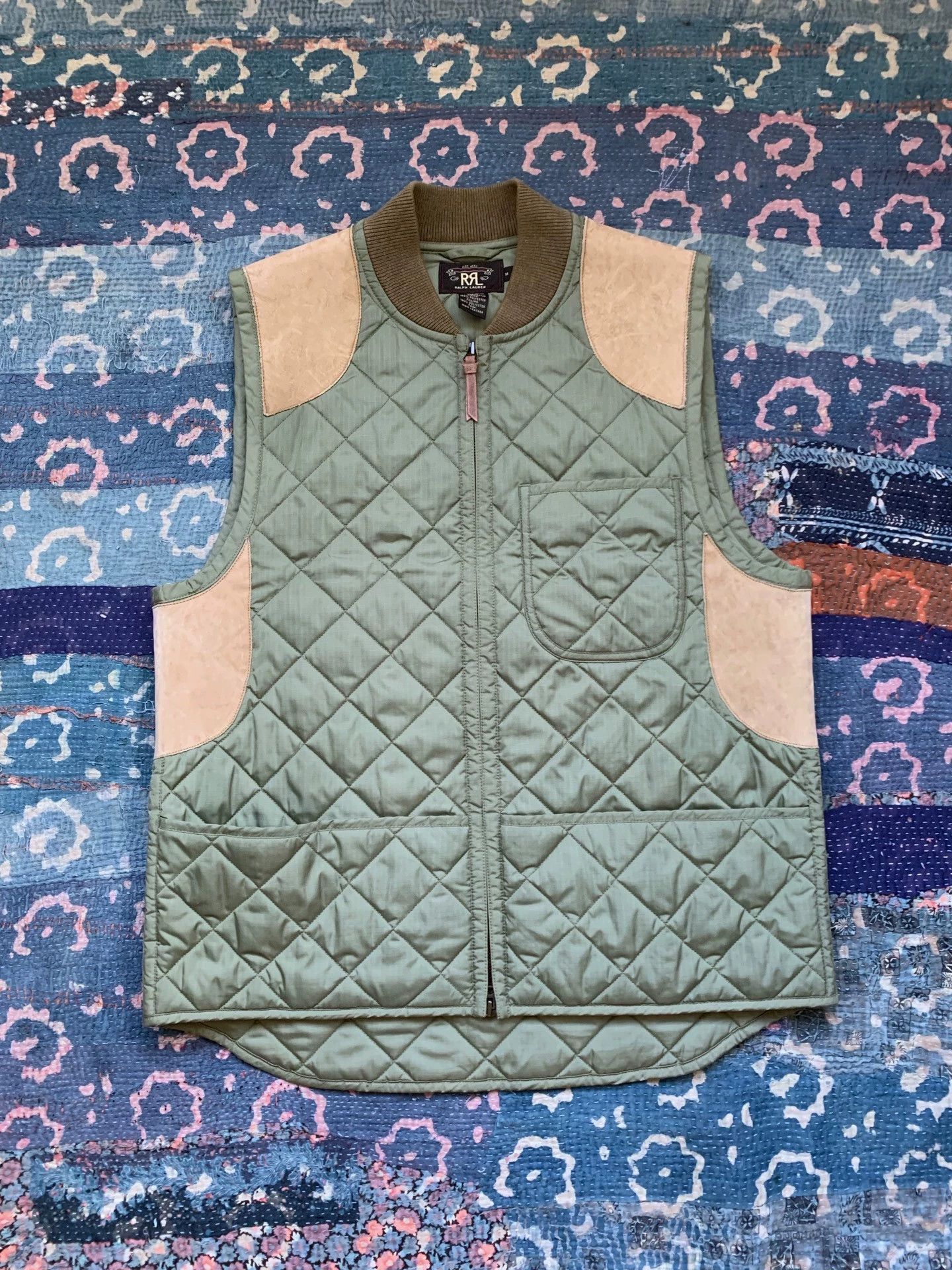 RRL Ralph Lauren RRL Diamond Quilted Leather-Paneled Vest M New Size US M / EU 48-50 / 2 - 1 Thumbnail