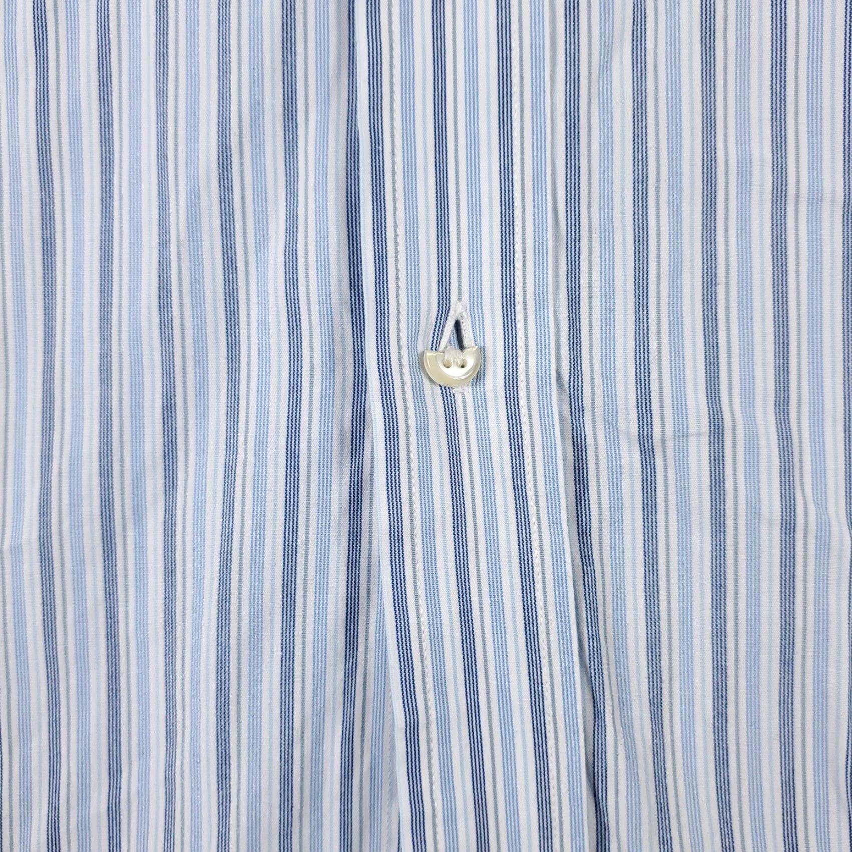 Tommy Hilfiger Tommy Hilfiger Dress Shirt Mens 18 Blue Striped Button Down Long Sleeve Classic Preppy Size 48R - 3 Thumbnail