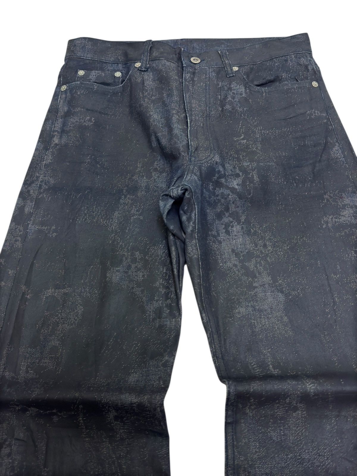 If Six Was Nine Monsieur Nicole by Yukio Kobayashi Waxed Coated Sleek Denim Size US 29 - 3 Thumbnail