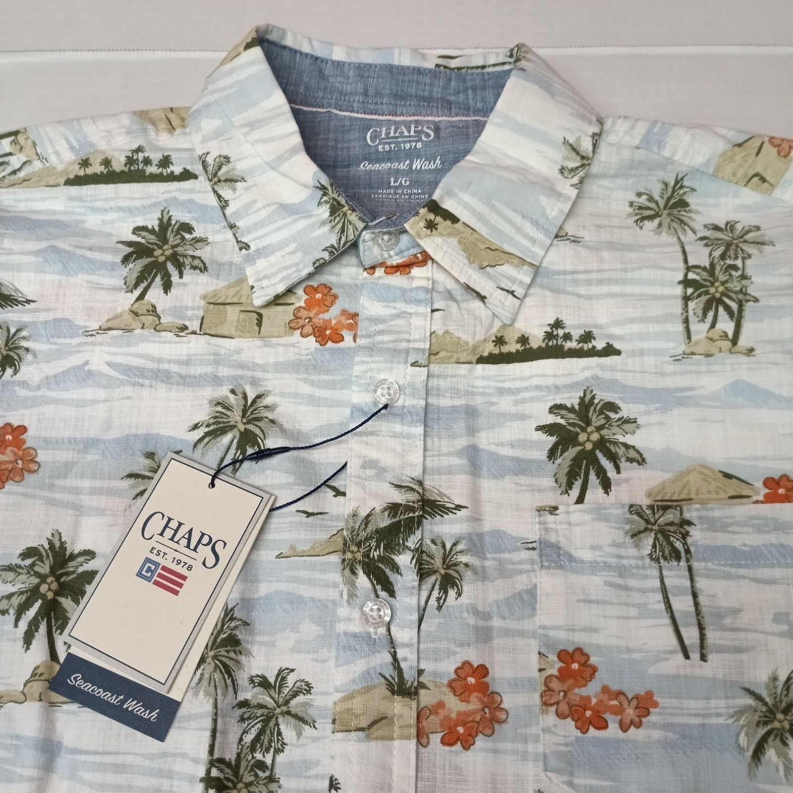 Chaps Chaps Seacoast Wash Chambray Woven Shirt Men's L White Sand Size US L / EU 52-54 / 3 - 2 Thumbnail