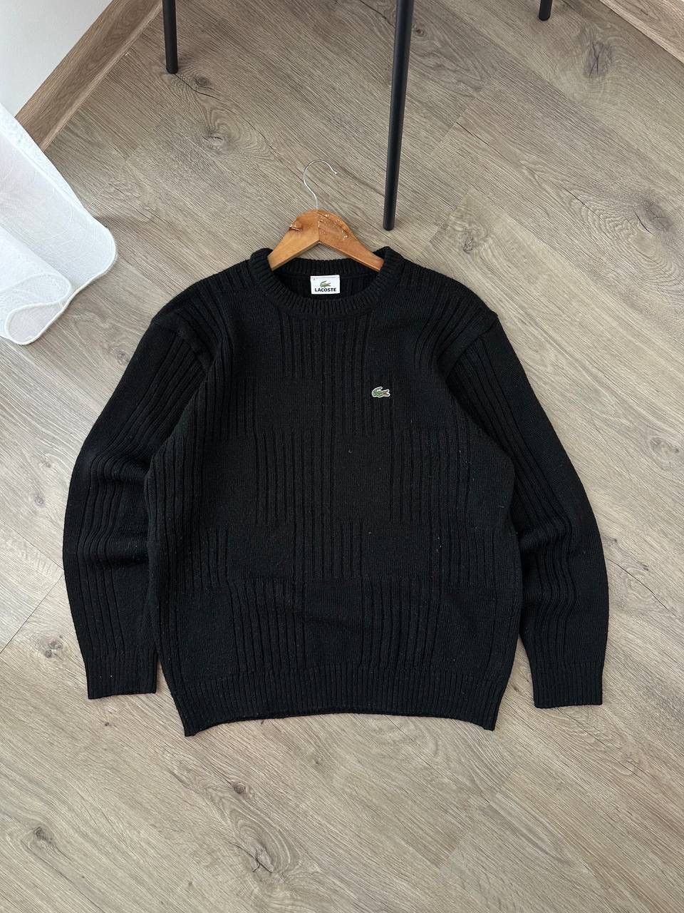 Lacoste × Vintage Vintage Lacoste Wool Black Ribbed Sweater Size US L / EU 52-54 / 3 - 5 Thumbnail