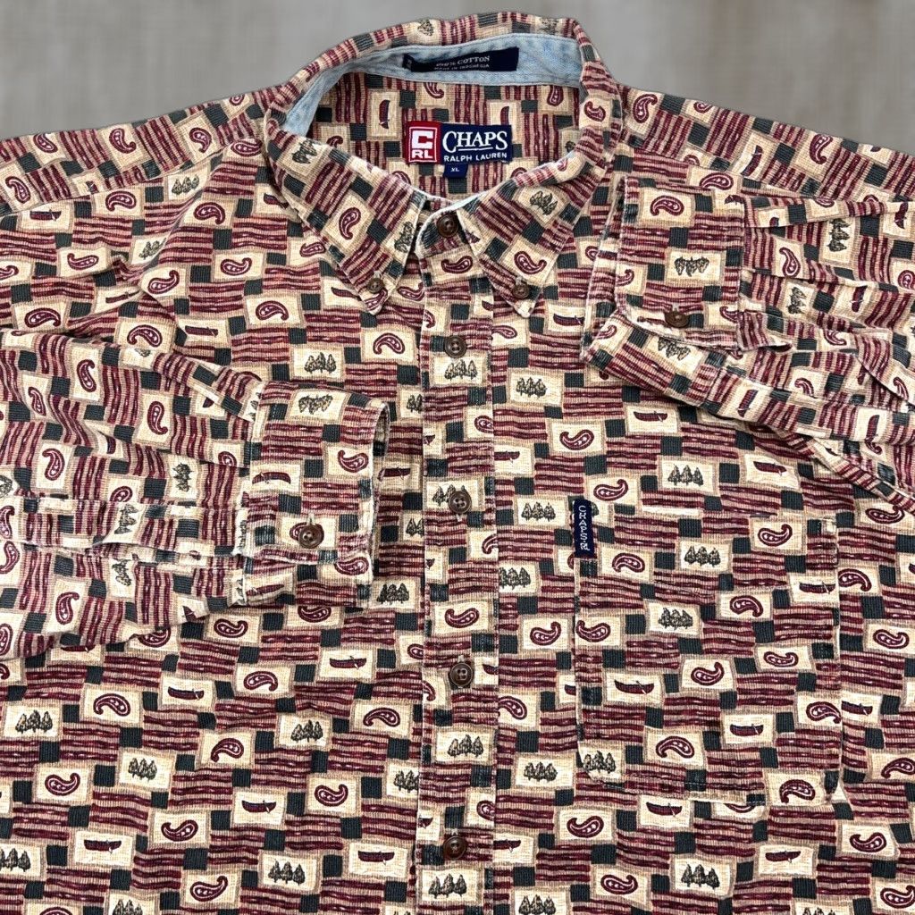 Chaps VINTAGE Chaps Shirt Men XL Button-Up Collared Cotton Red Geometric Western Cowboy Modern Preppy 90s Y2K Mens Size US XL / EU 56 / 4 - 1 Thumbnail