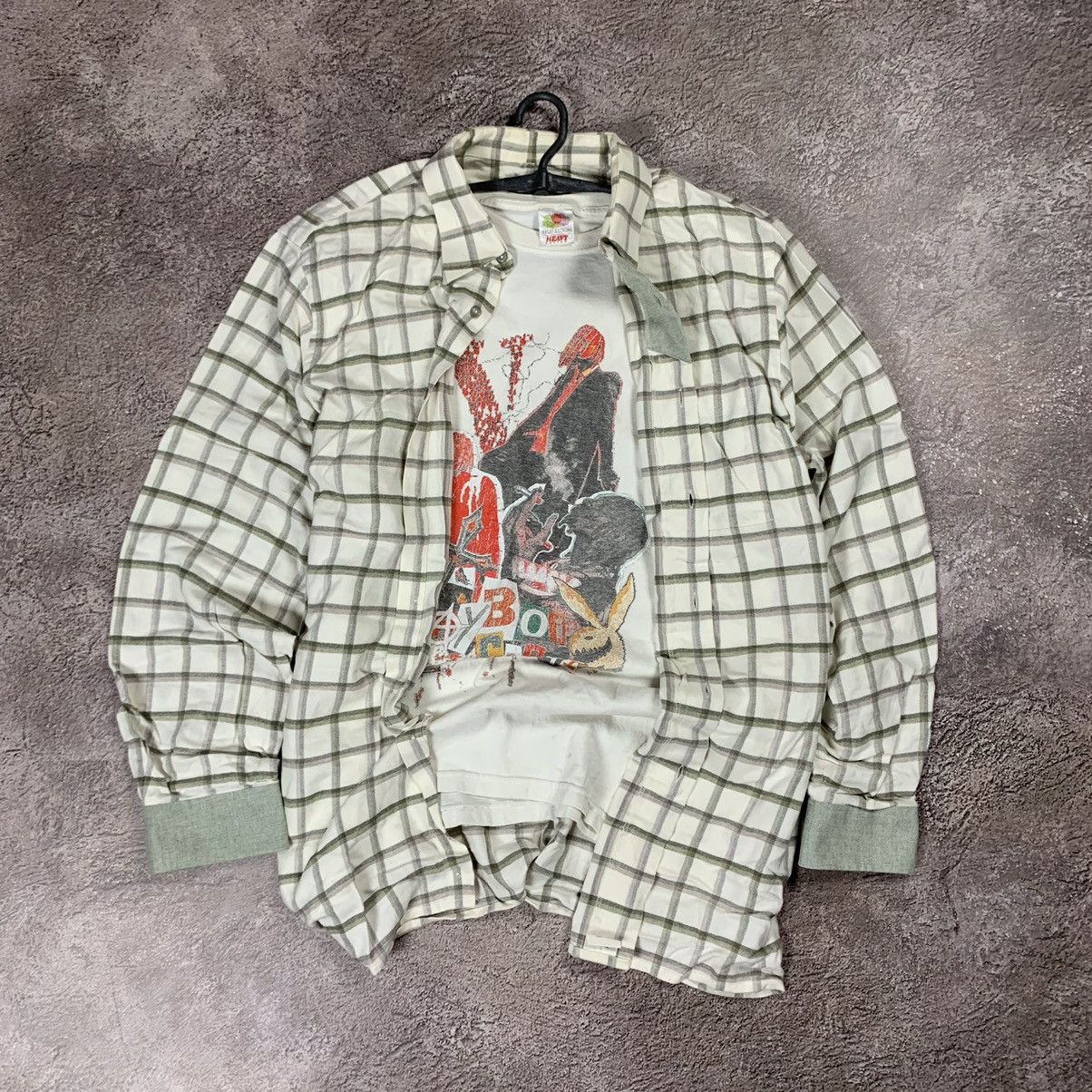 Vintage Vintage 90s Checkered Shirt Graphic Tee Streetwear Grunge XX Size US XXL / EU 58 / 5 - 1 Thumbnail