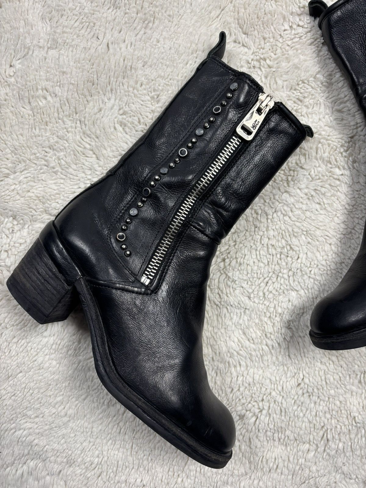 A.S.98 A.S.98 Jamal Black Leather Moto Ankle Women’s Boots Size US 8 / IT 38 - 2 Thumbnail