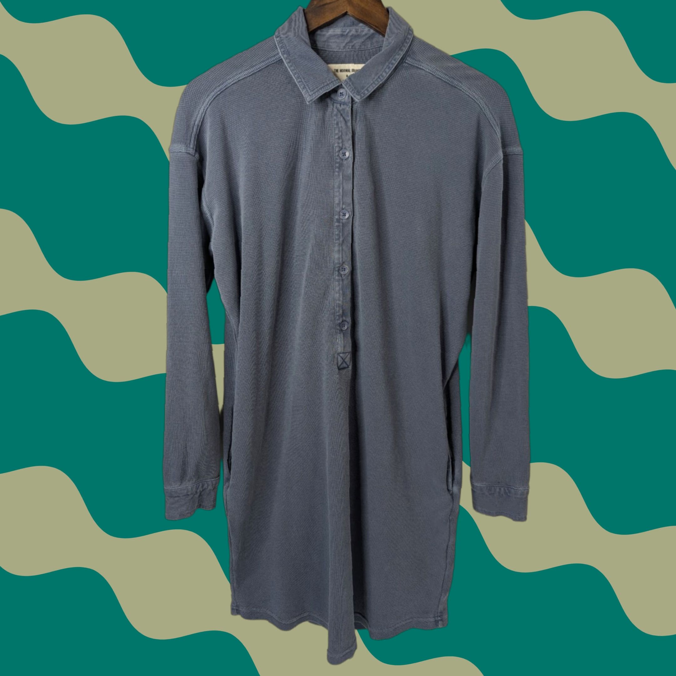 Vintage THE NORMAL BRAND Blue Henley Thermal Long Sleeve Shirt Dress Women's XS Size XS / US 0-2 / IT 36-38 - 1 Thumbnail