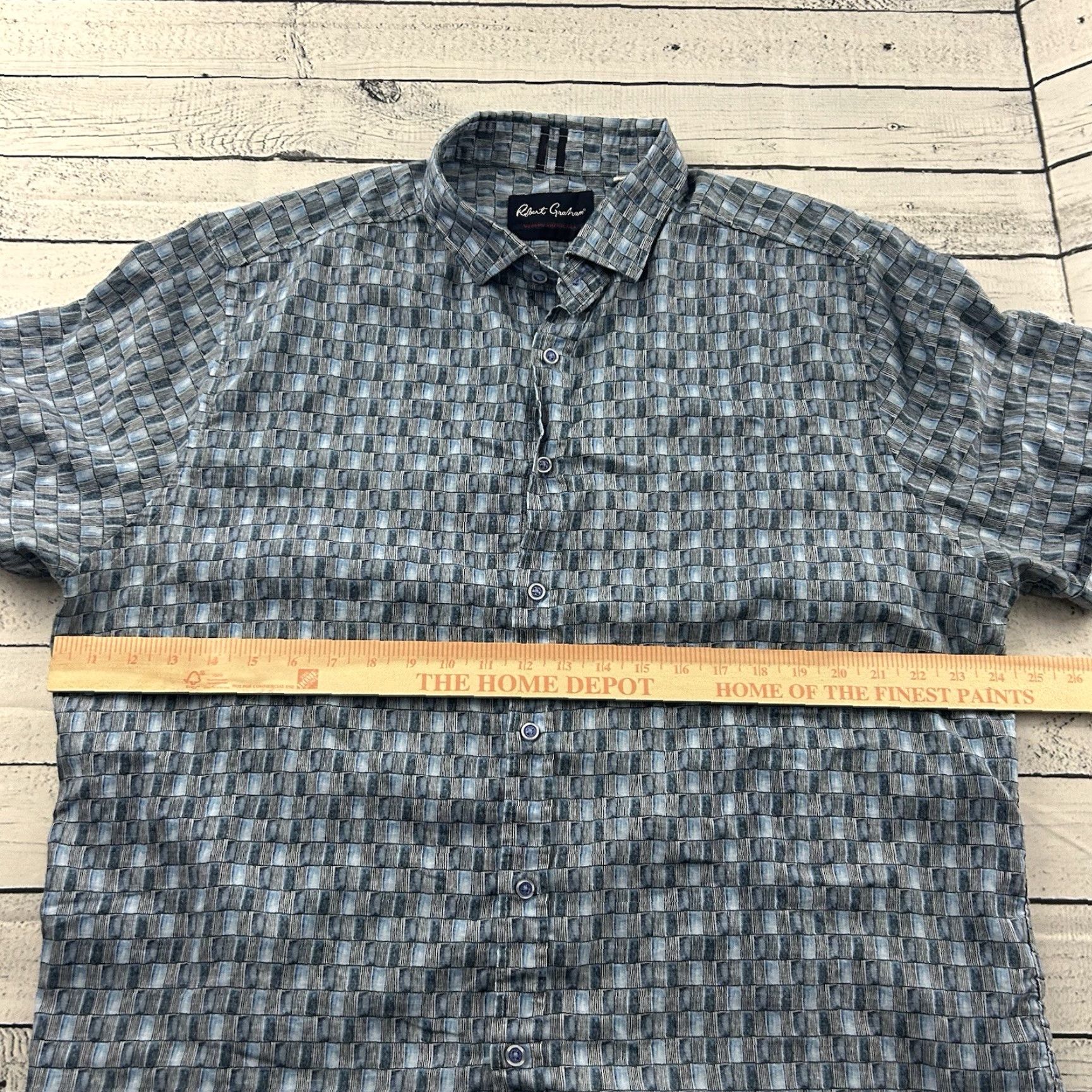Robert Graham Robert Graham Linen Short Sleeve Button-Up Shirt Men's 3XL Blue Size US XXL / EU 58 / 5 - 3 Thumbnail