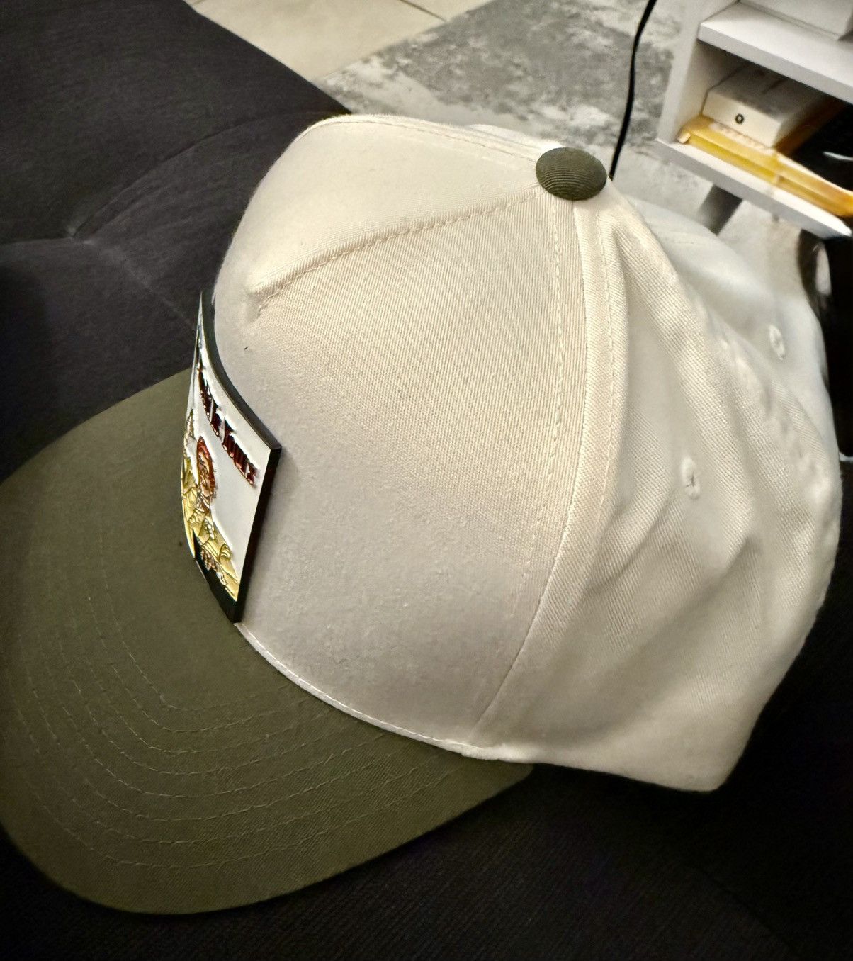 Other “The World Is Yours” Snapback Hat – White & Olive Green Cap Size ONE SIZE - 2 Thumbnail