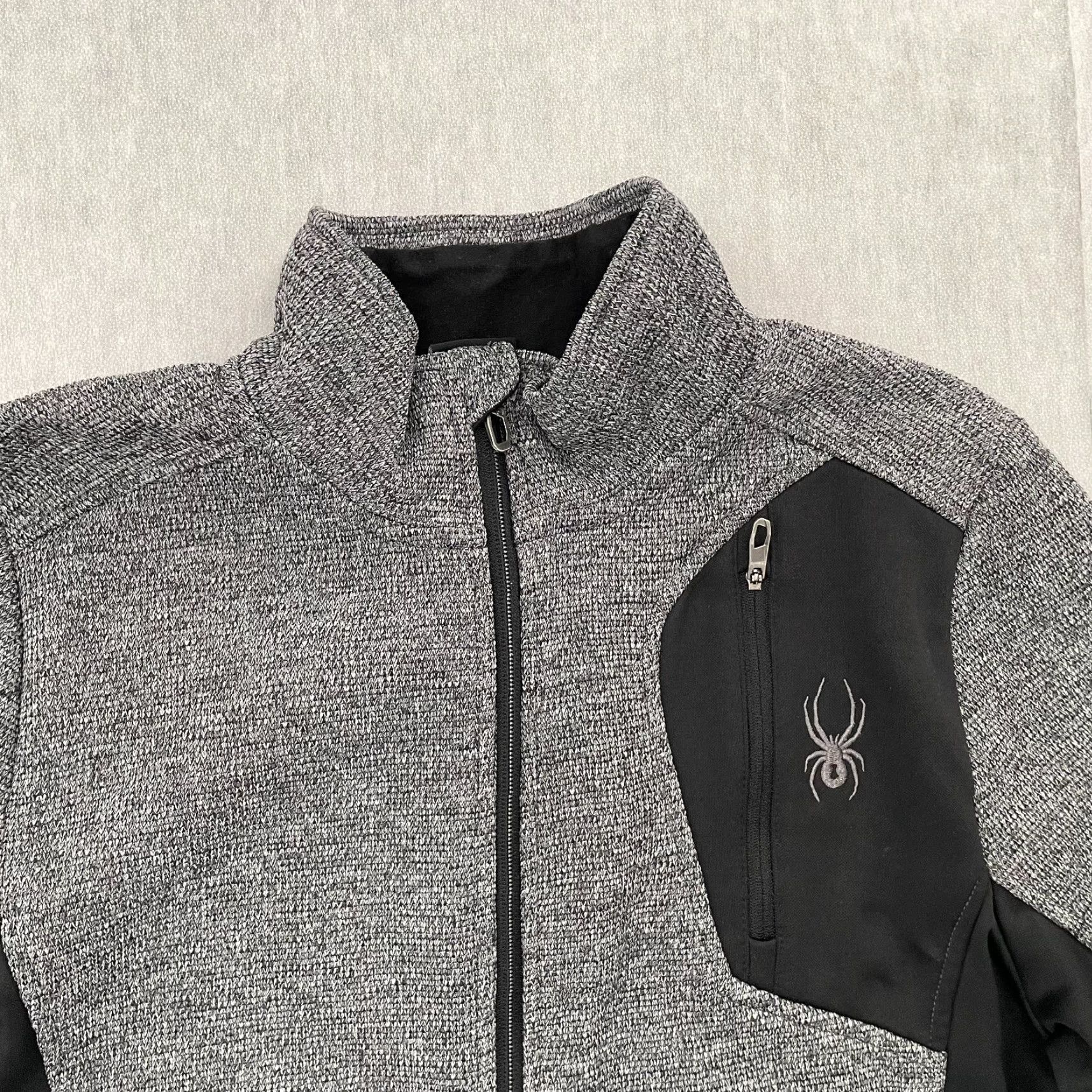 Spyder Spyder Jacket Mens Zip Fleece Full Zip Gray Black Adult S Size Regular Logo Pocket Stand-Up Collar Size US S / EU 44-46 / 1 - 3 Thumbnail