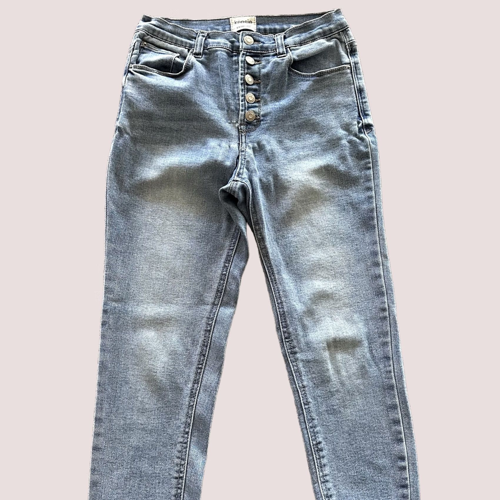Vintage Kensie Jeans Jeans 8 29x28 Vintage Luxe High Rise Skinny Button Fly Raw Hem Size 29" - 1 Thumbnail