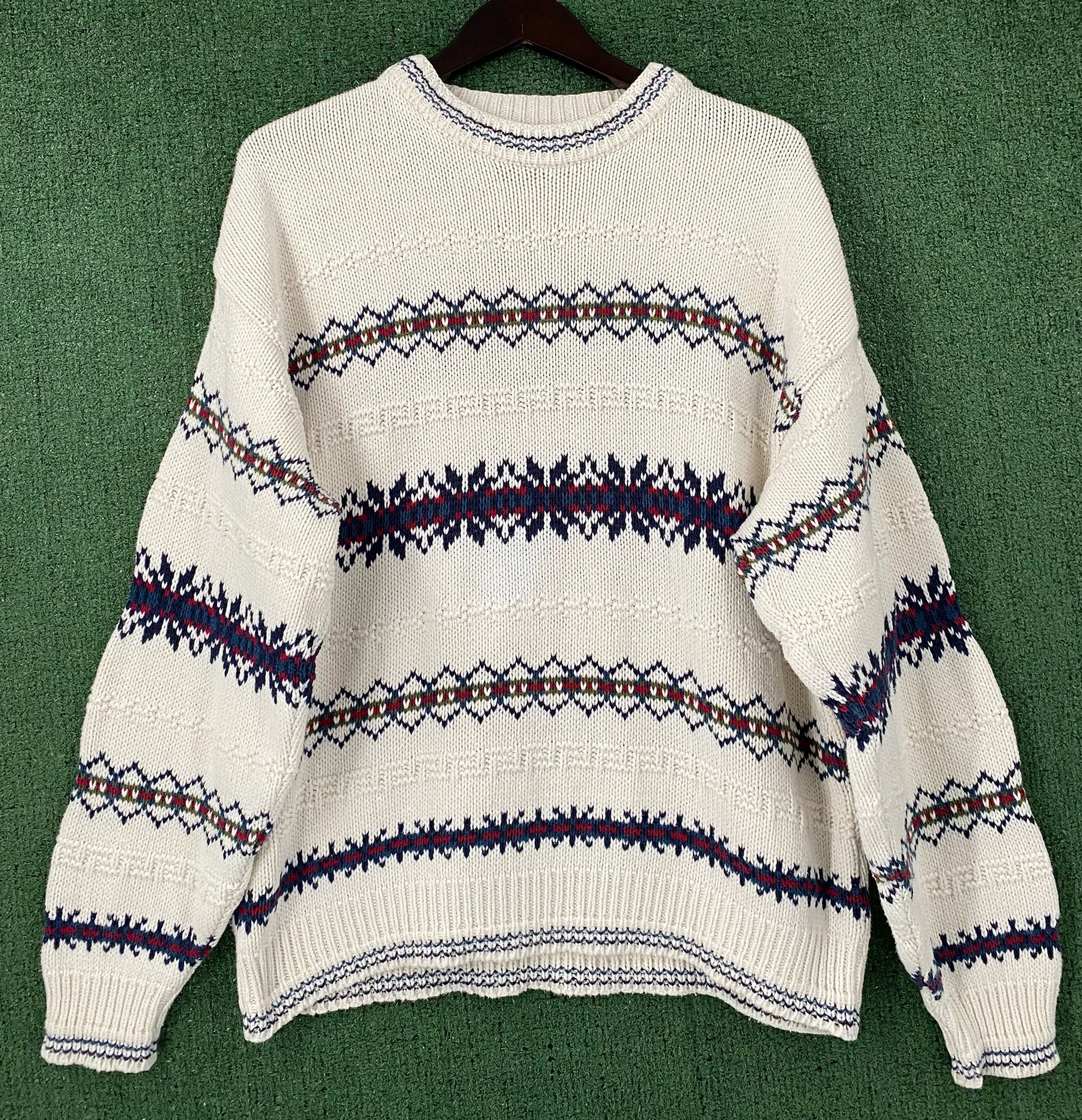 Vintage 90’s Isle Of Cotton Fair Isle Cotton Sweater Men’s Large Size US L / EU 52-54 / 3 - 1 Thumbnail
