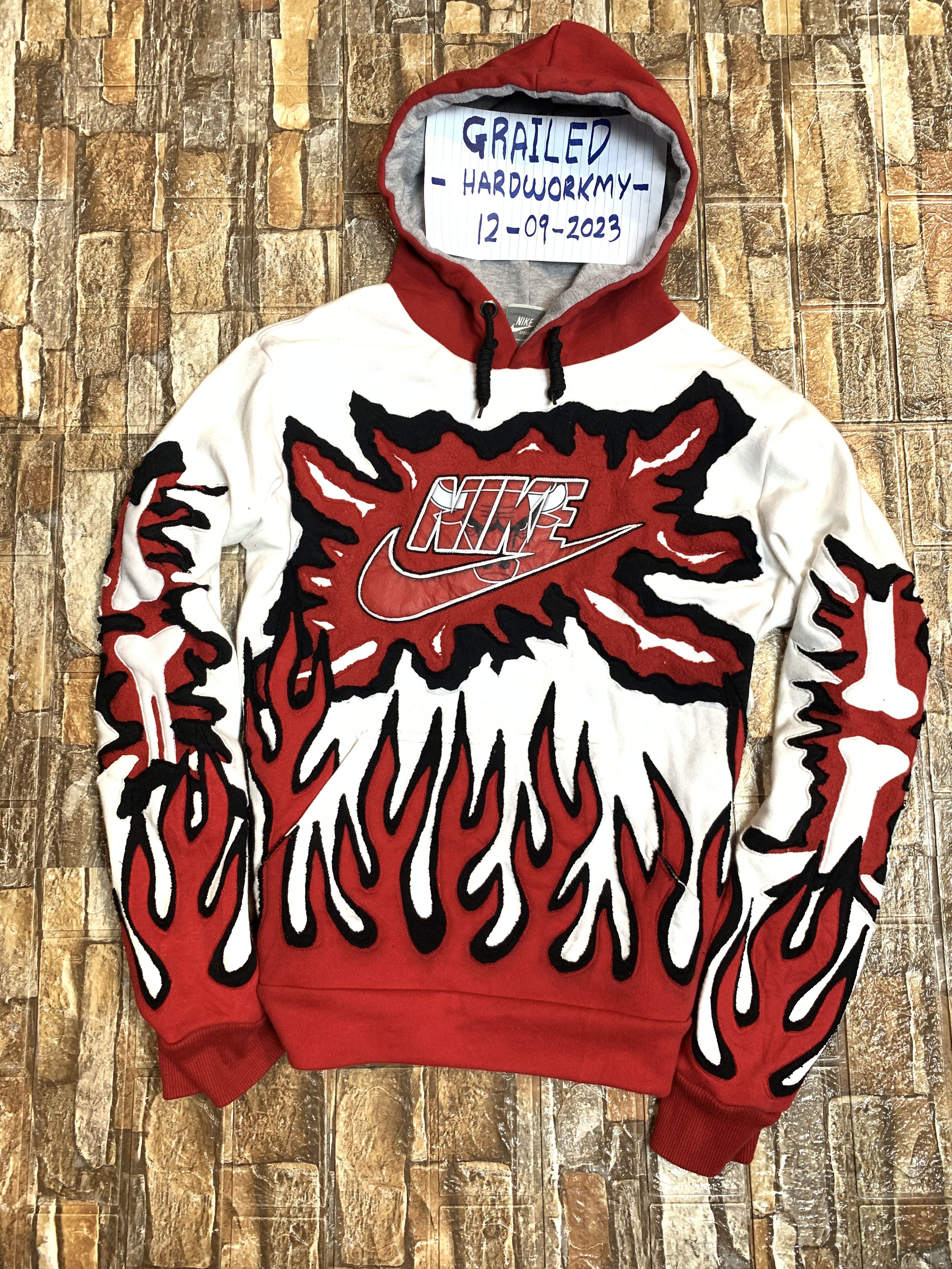 Custom × Nike × Vintage Rework ripstonFlame Nike Hoodie | Grailed