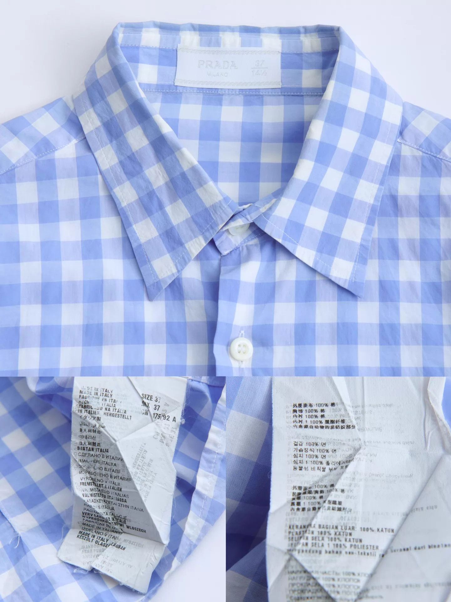Prada PRADA 13AW Men's Blue and White Gingham Shirt Size US XS / EU 42 / 0 - 9 Thumbnail