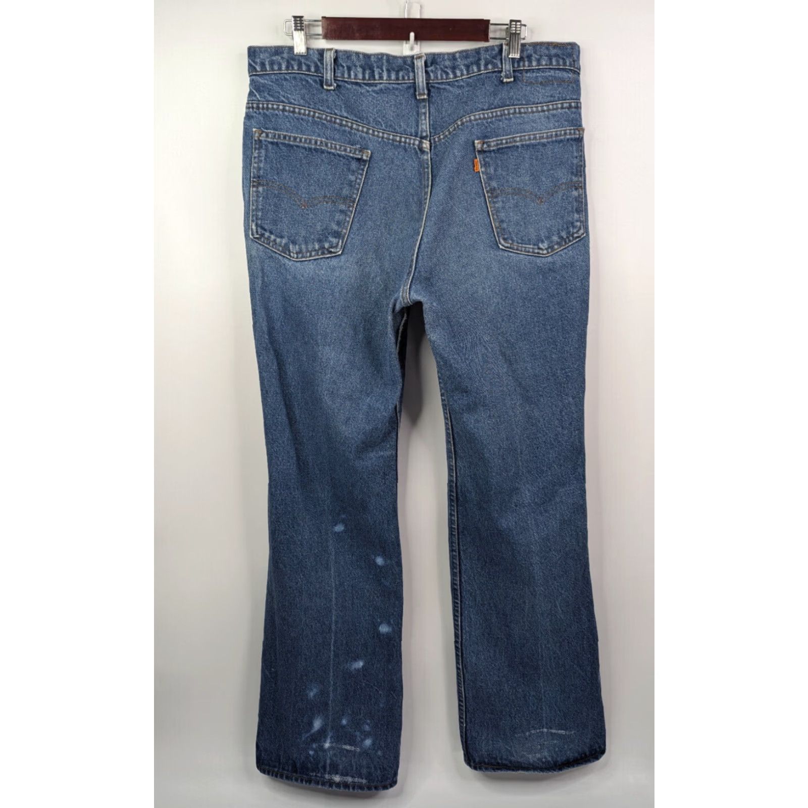 Levi's VINTAGE Levi's 517 Jeans Orange Tab Blue 38x32 Bootcut Denim 20517 0217 Distressed 80s USA Men Jeans Style: Bootcut, 5-Pocket, Classic Fit Size US 38 / EU 54 - 5 Thumbnail