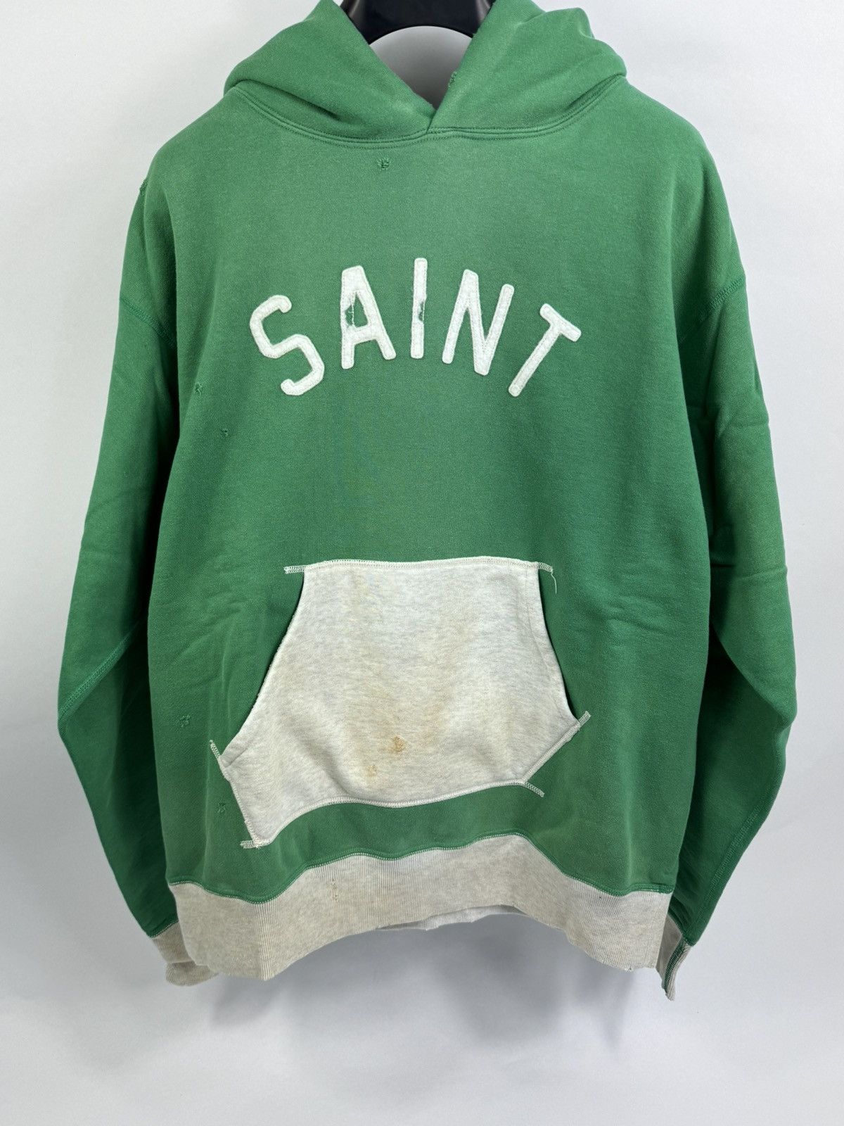 image of Saint Michael Logo Distressed Jumper in Green, Men's (Size Large)