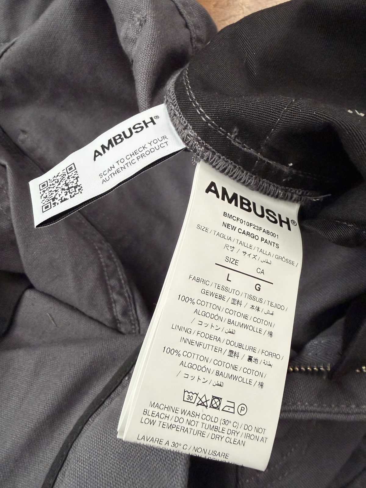 Ambush Design $1k Multi-pocket, wide-leg cotton cargo pants, Large, Italy Size US 34 / EU 50 - 17 Thumbnail
