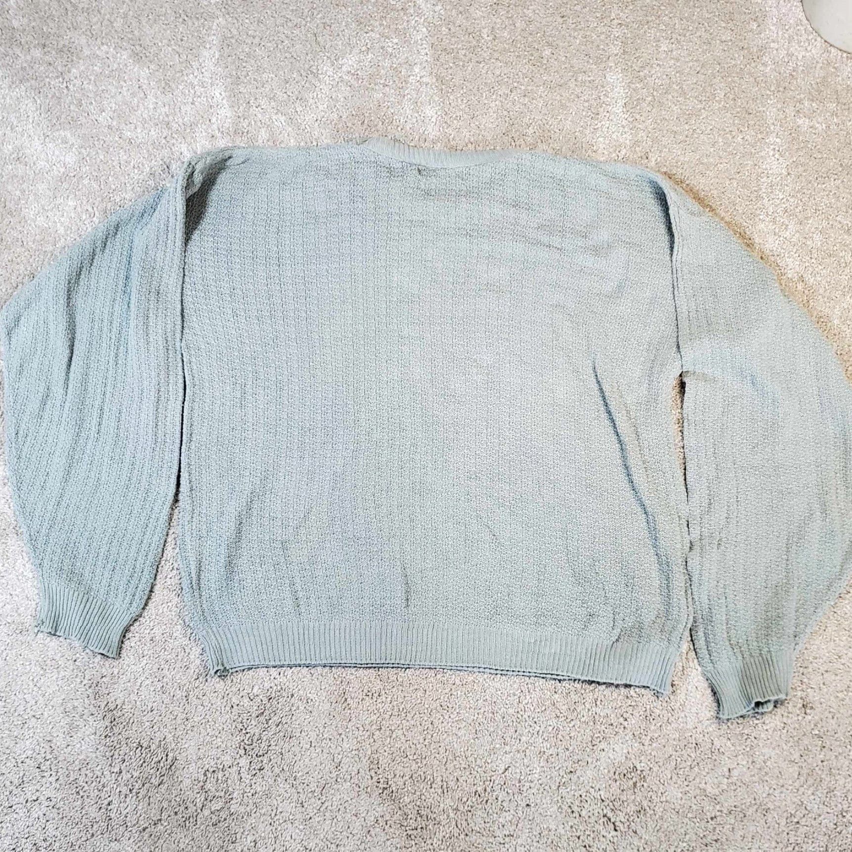 Van Heusen VINTAGE Van Heusen Sweater Mens L Green Chunky Knit Fisherman Crew Neck Distressed USA 80s Classic Fall All Seasons Pullover Mens Size US L / EU 52-54 / 3 - 4 Thumbnail