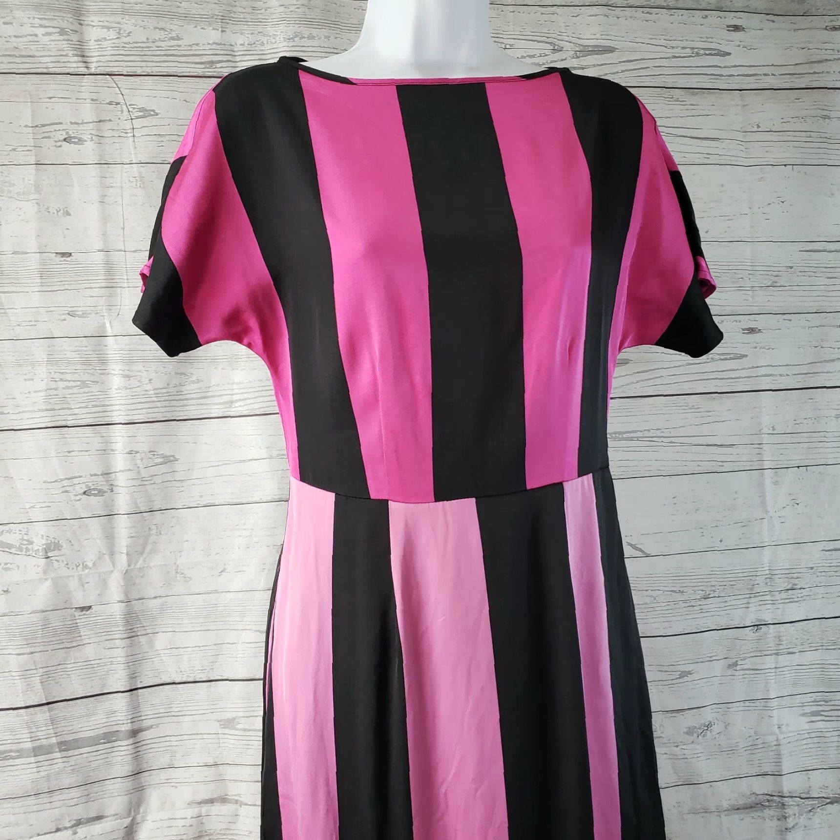 Pinko VINTAGE Christopher John Rogers Womens Maxi Dress Sz 0 Pink Striped Short Sleeve Maxi Dress Size 25" / US 0 / IT 36 - 2 Thumbnail