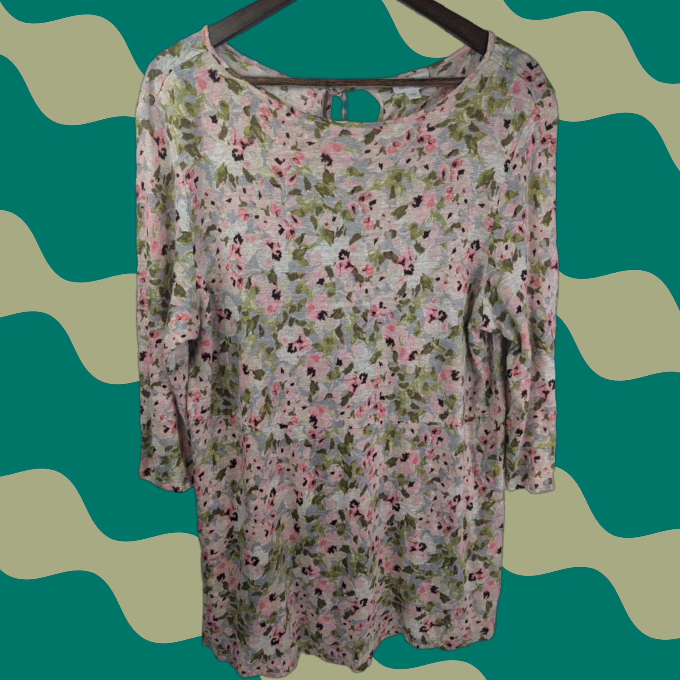 J. Jill J.Jill Blouse Linen Floral 3/4 Sleeve Tunic Pink L Women Blouse Tunic Floral Linen 3/4 Sleeve J.Jill Womens Size L / US 10 / IT 46 - 1 Thumbnail