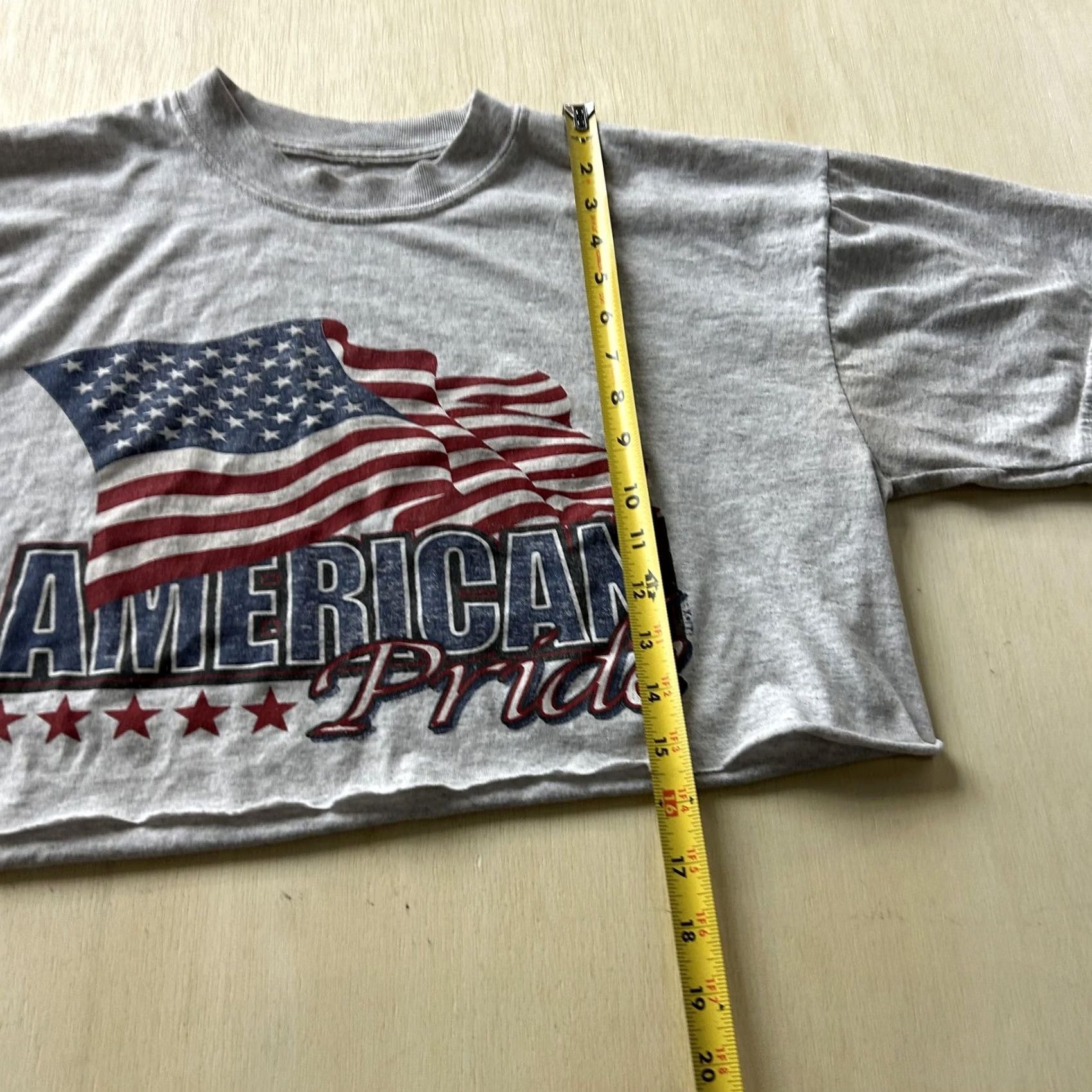 Vintage American Pride Shirt Womens Large Gray Cropped Flag Graphic USA Patriotic Tee Size L / US 10 / IT 46 - 7 Thumbnail
