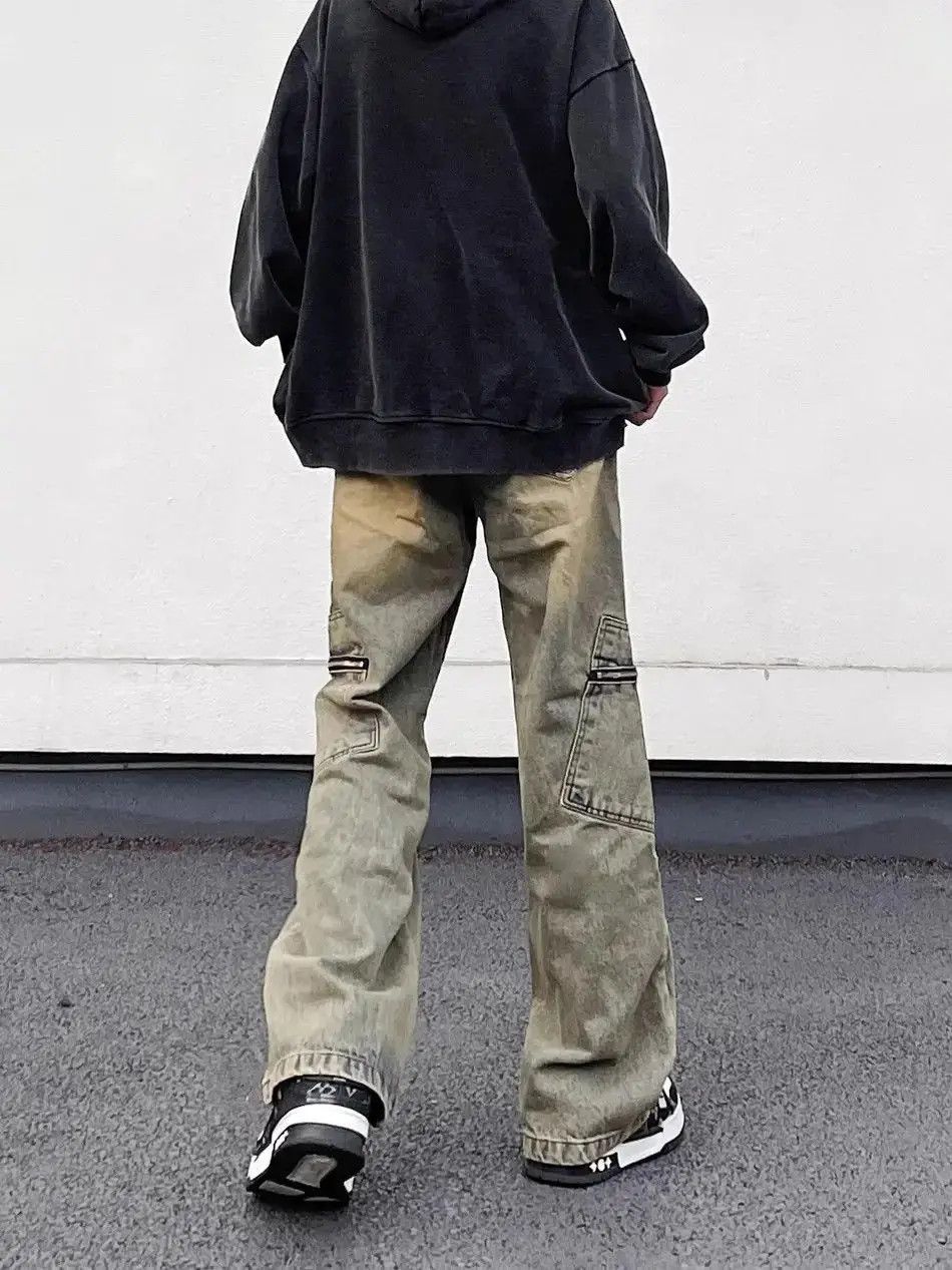 Japanese Brand Retro Straight Loose Micro Flare Zipper Jeans Size US 32 / EU 48 - 3 Thumbnail