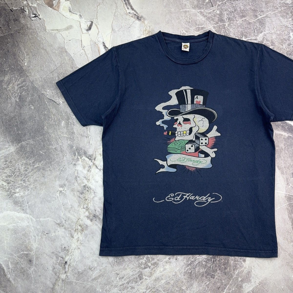 Christian Audigier × Ed Hardy Vintage Ed Hardy Christian Audigier T shirt Skeleton Dice Y2 Size US M / EU 48-50 / 2 - 2 Thumbnail