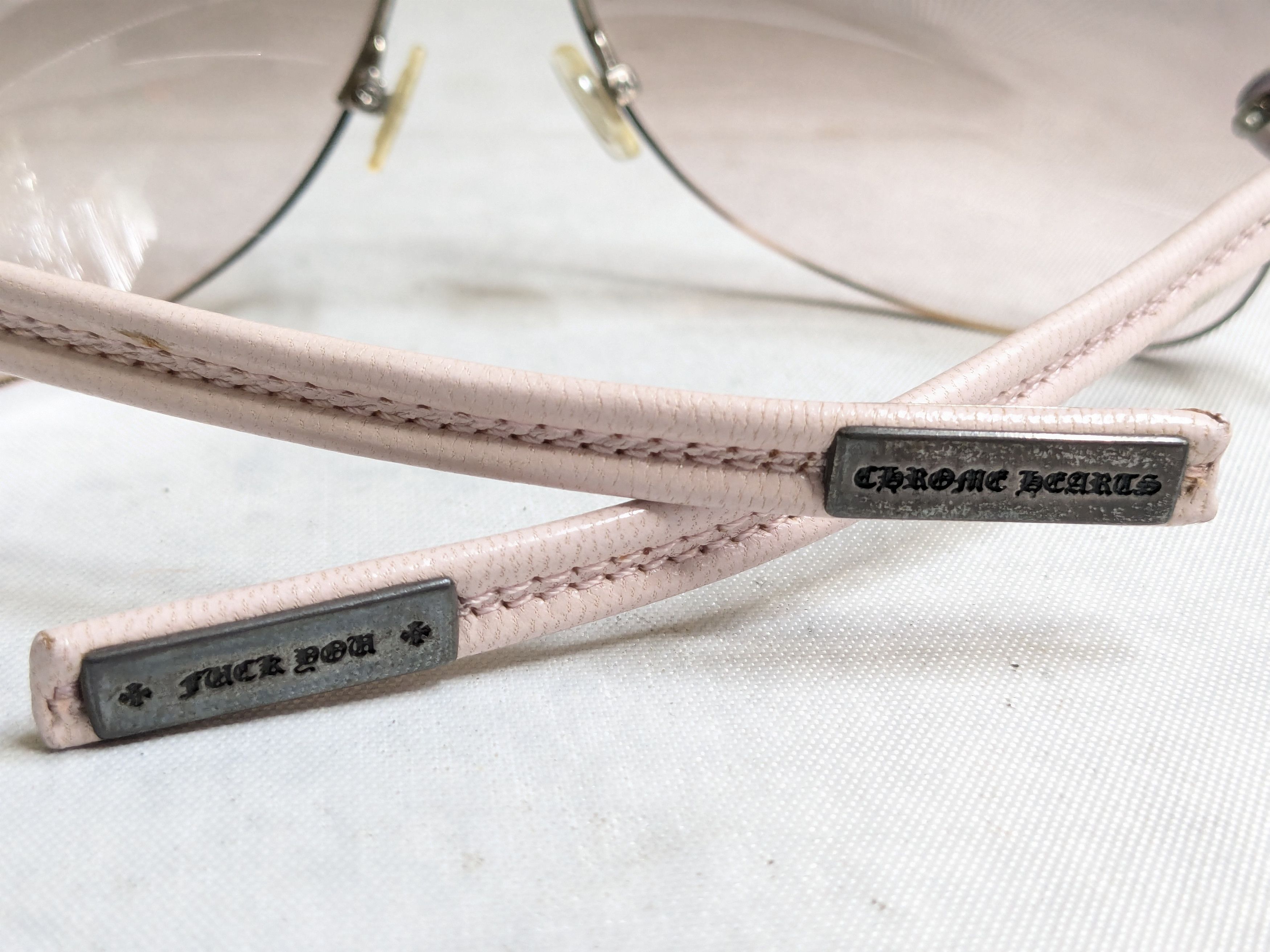 Chrome Hearts Chrome Hearts Classic Oval Sunglasses Pink Leather Sterling Size ONE SIZE - 14 Thumbnail