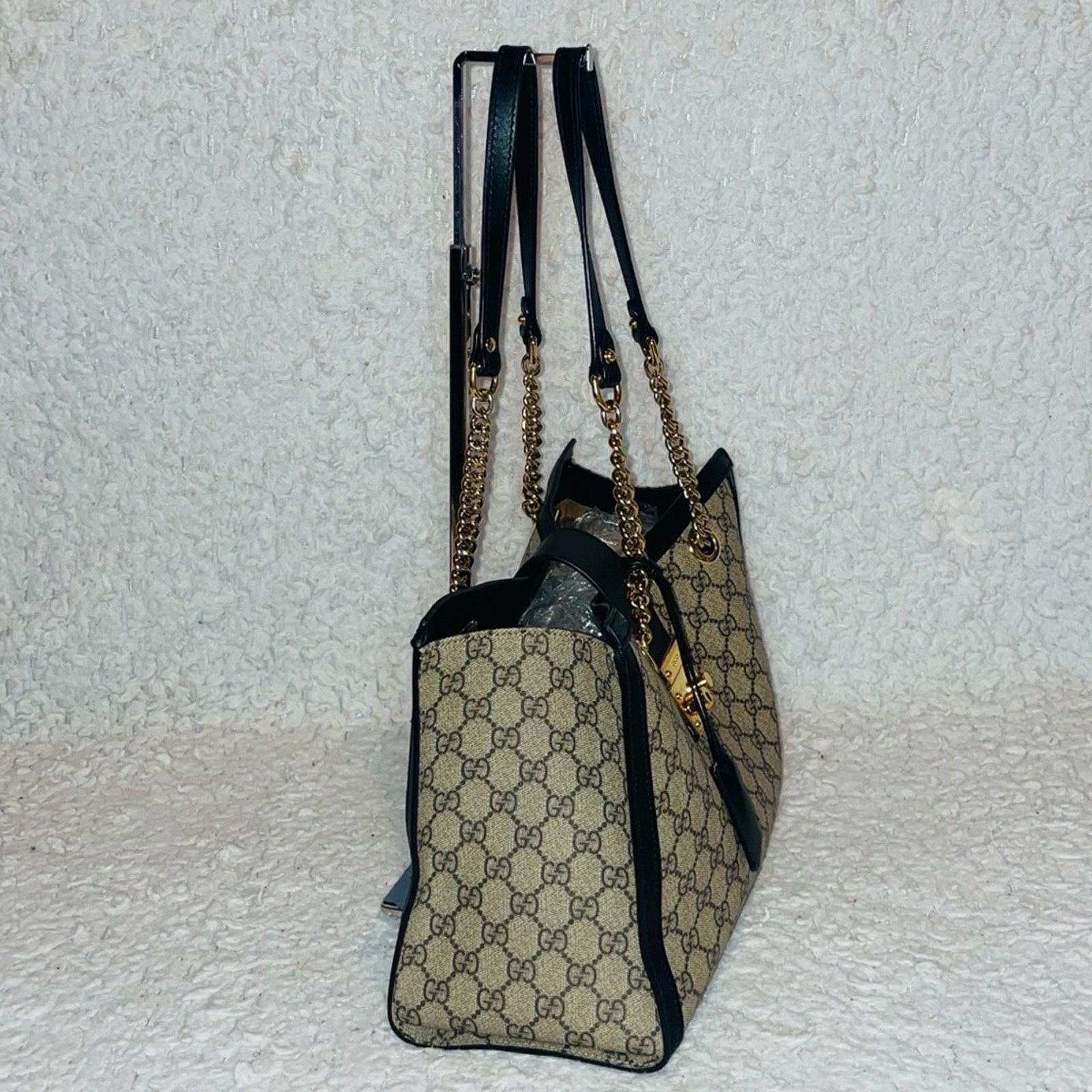 Gucci Gucci Padlock GG Supreme Medium Tote Beige Black Size ONE SIZE - 7 Thumbnail